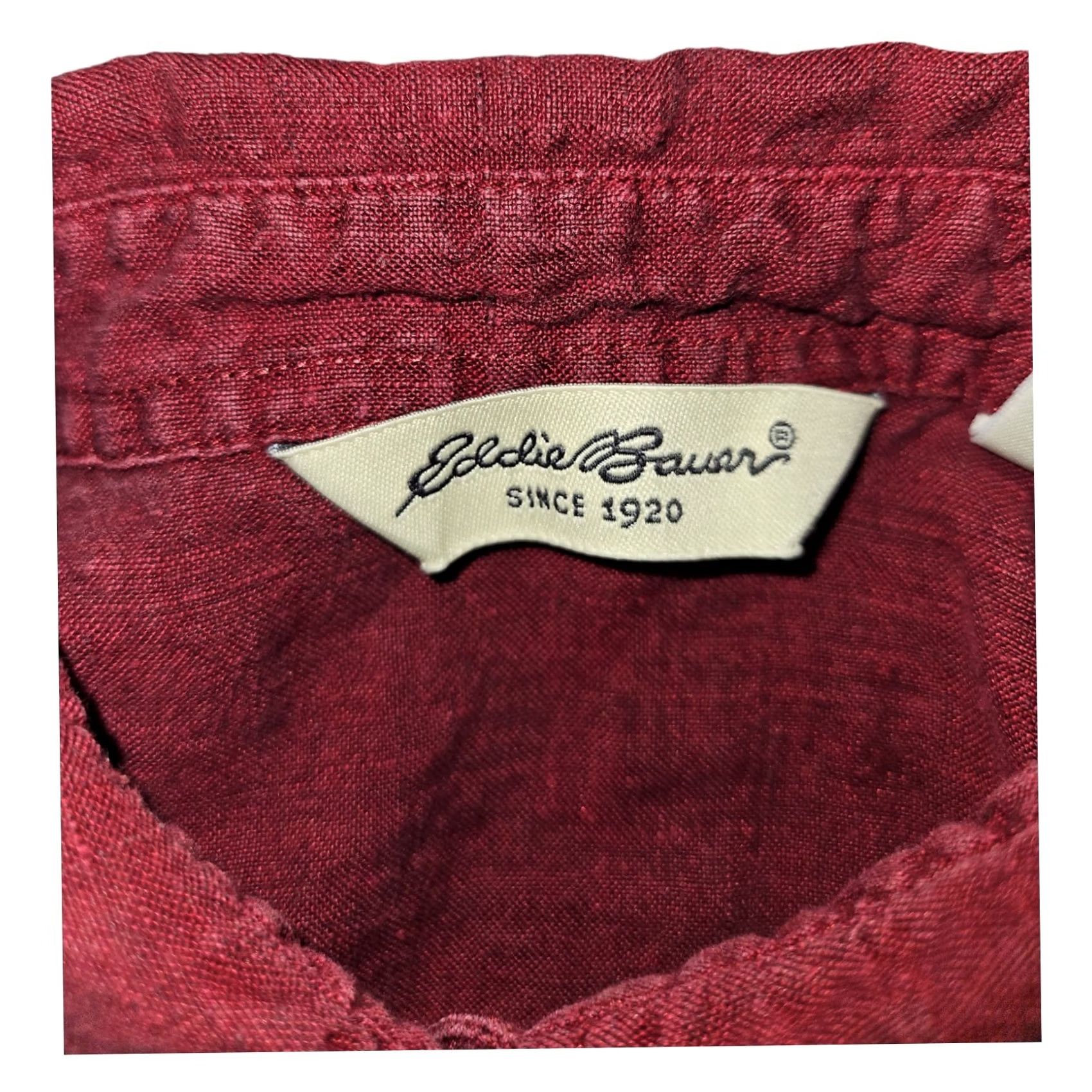 Eddie Bauer Eddie Bauer Button-Up Shirt Long Sleeve Women's M Red Linen 100% Pocket? (Note: original title does not mention pocket) Size M / US 6-8 / IT 42-44 - 2 Thumbnail
