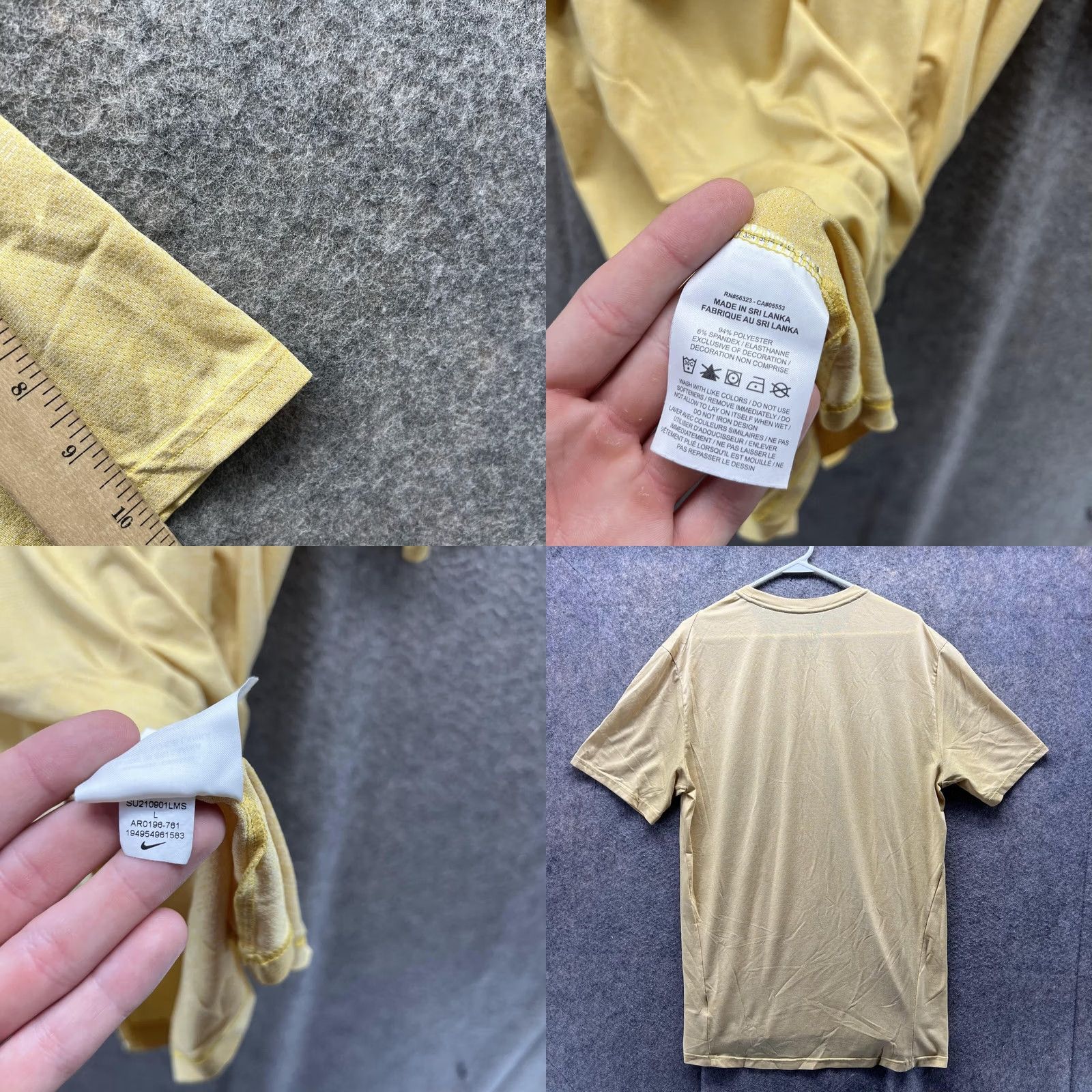 Nike VINTAGE Nike Dri-FIT Shirt Men Large Yellow Knit Polyester Swoosh Logo T-Shirt Size US L / EU 52-54 / 3 - 8 Thumbnail