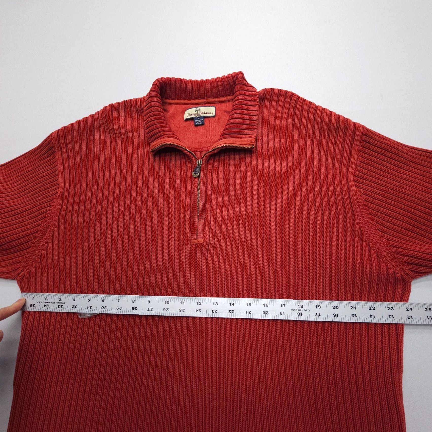 Tommy Bahama Tommy Bahama Sweater XL Red 1/4 Zip Heavyweight Mock Neck Knit Pullover Mens Size US XL / EU 56 / 4 - 6 Thumbnail