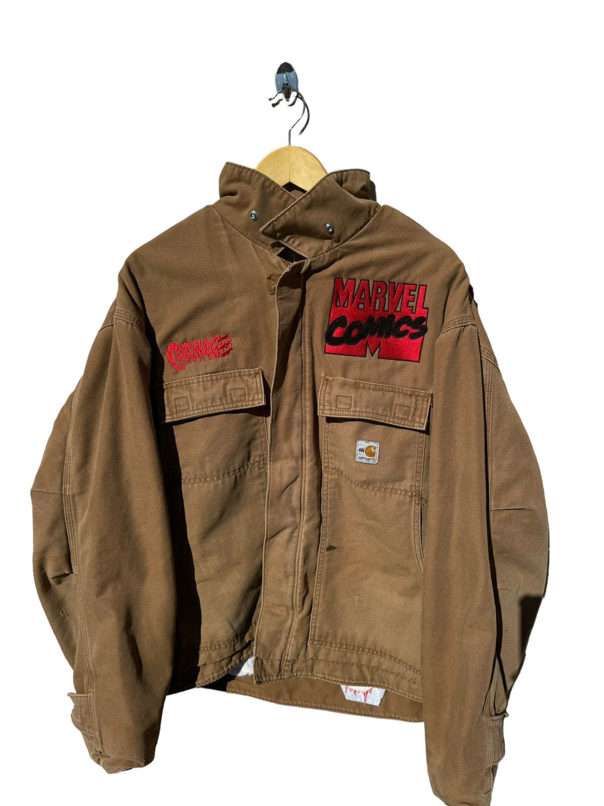 Image of Carhartt Vintage Zara Carnage Marvel Comics Coat Spiderman Venom Xmen in Tan, Men's (Size 2XL)