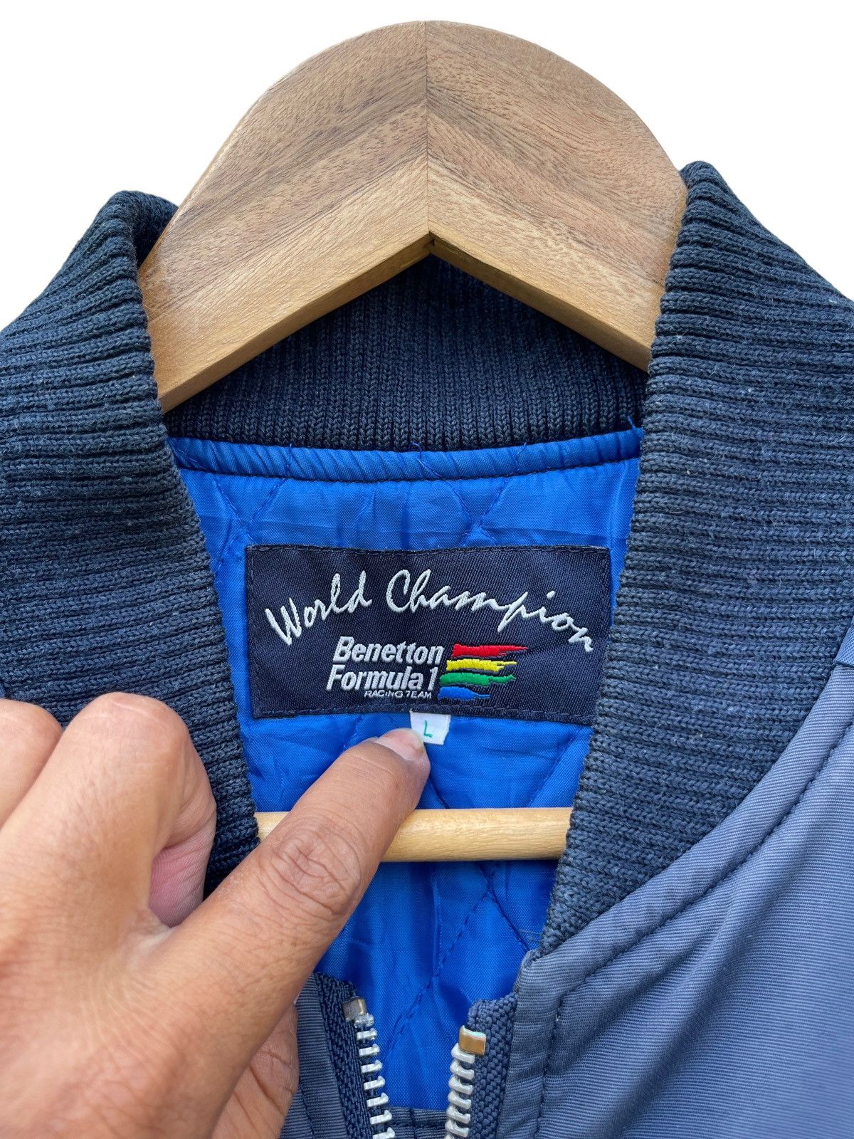 Benetton × Vintage Vintage Benetton Formula 1 Word Champion Bomber Jacket Size US L / EU 52-54 / 3 - 14 Thumbnail