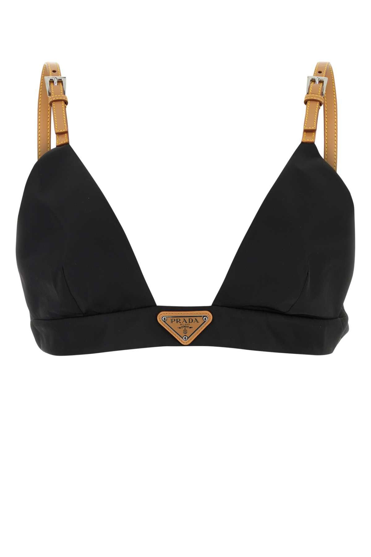 image of Prada Black Re-Nylon Triangle Bra, Women's (Size XS)