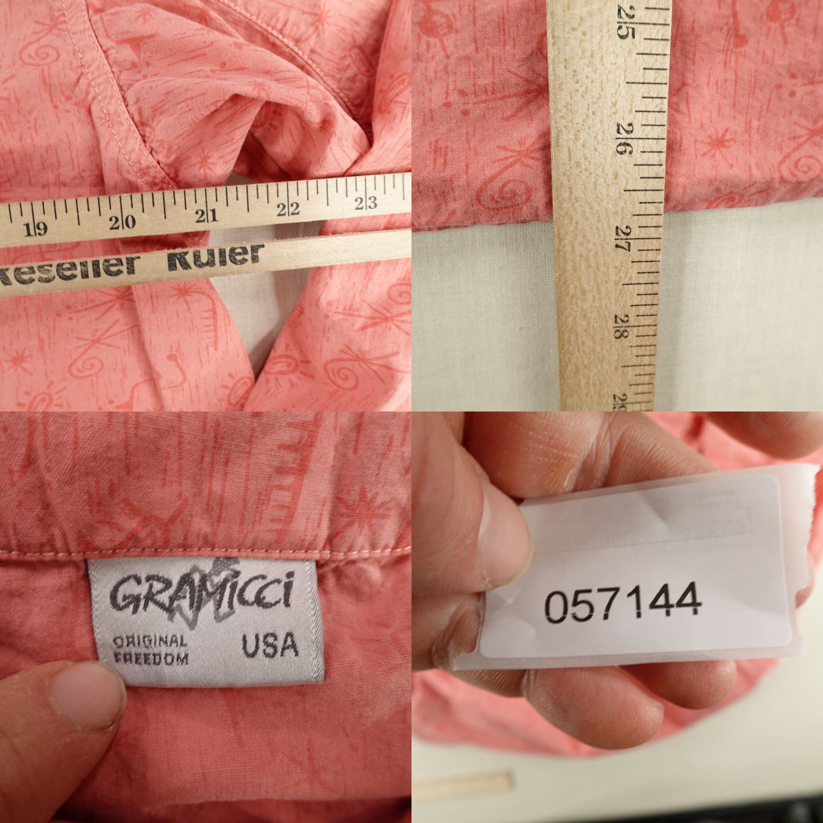 Gramicci VINTAGE Gramicci Shirt Mens Large Pink Geometric Button Up Long Sleeve Outdoors Hiking Size US L / EU 52-54 / 3 - 8 Thumbnail
