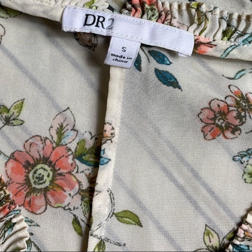 Other DR2 Semi-Sheer Floral Boho Blouse | Size S | Ruffled Necklin Size S / US 4 / IT 40 - 6 Thumbnail