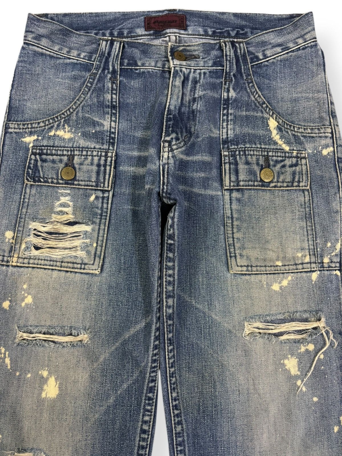 Kapital Kountry Vintage TMT Big Holiday Splatter Distressed Bush Pants Denim Size US 29 - 3 Thumbnail
