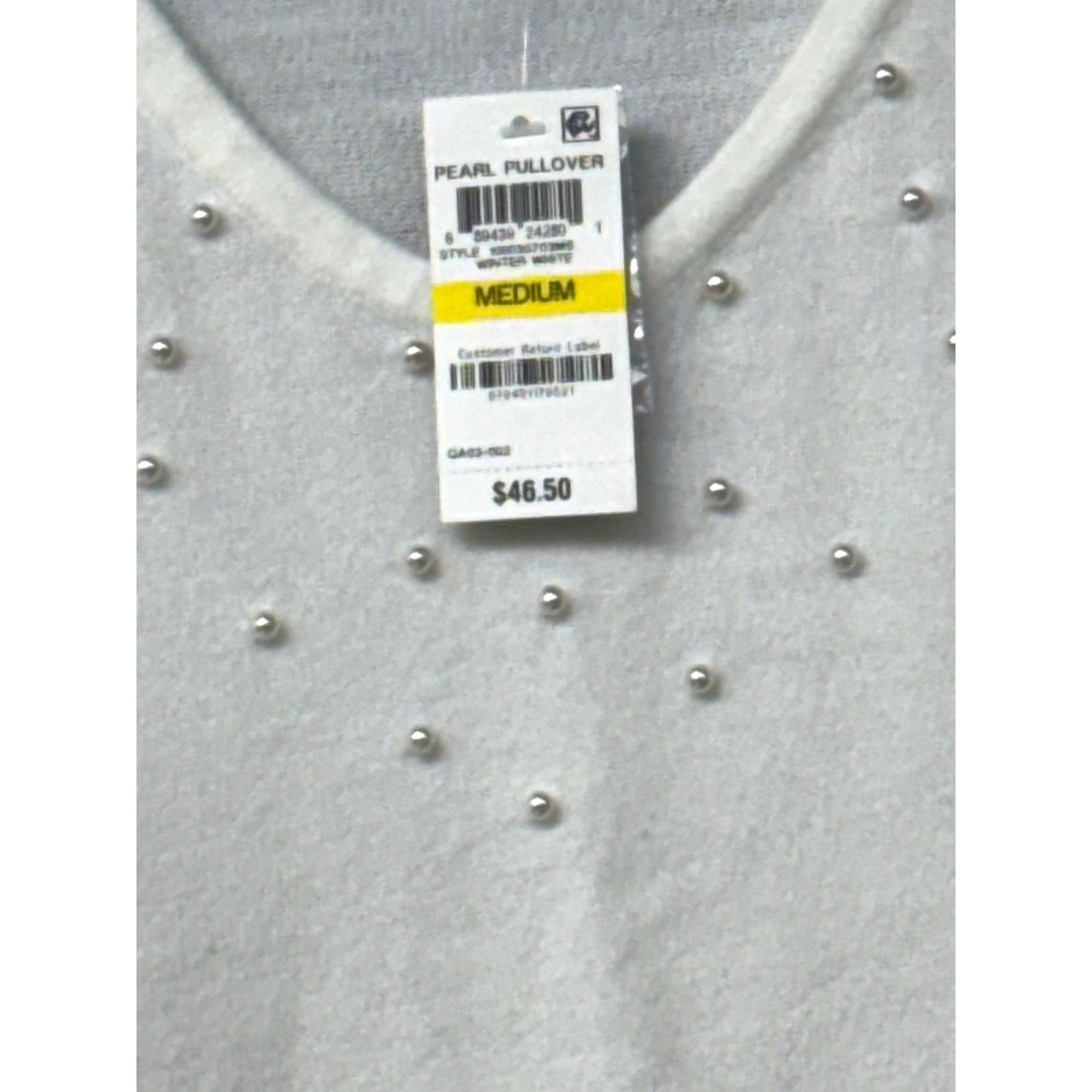 Other Karen Scott Luxsoft Faux-Pearl V-neck sweater, Winter White Size M / US 6-8 / IT 42-44 - 4 Thumbnail