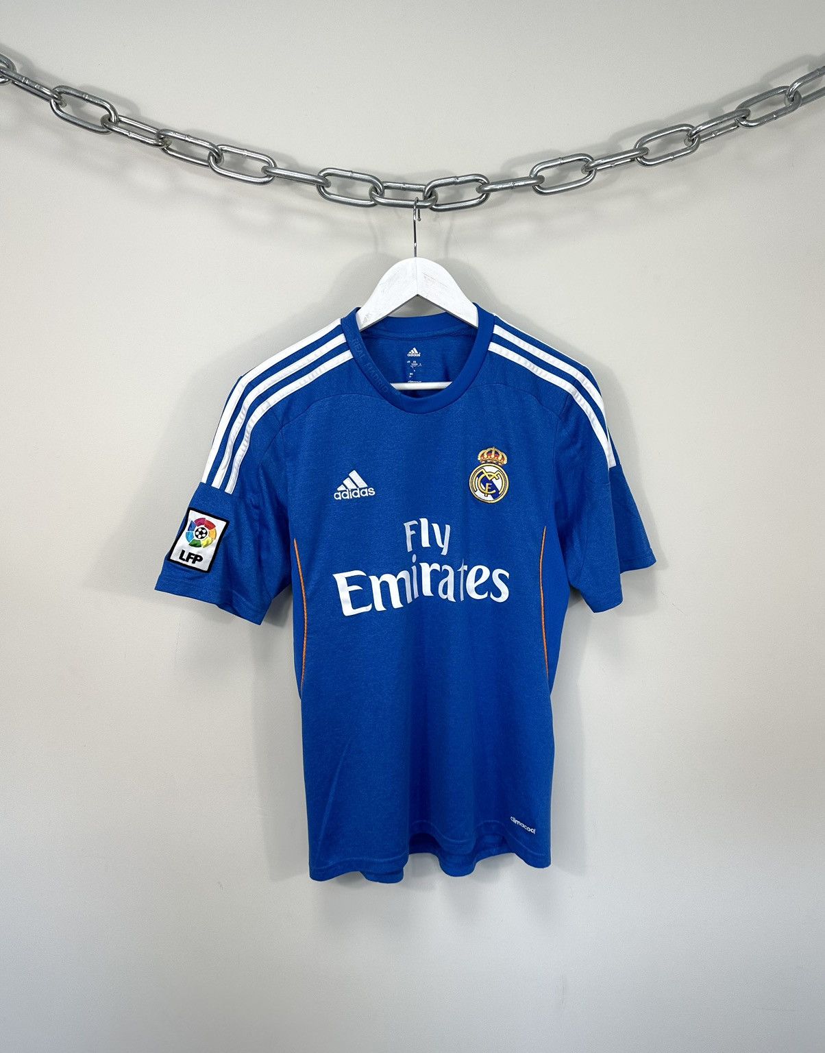 image of Vintage Adidas 2013-14 Real Madrid Away Soccer Jersey in Blue, Men's (Size Small)