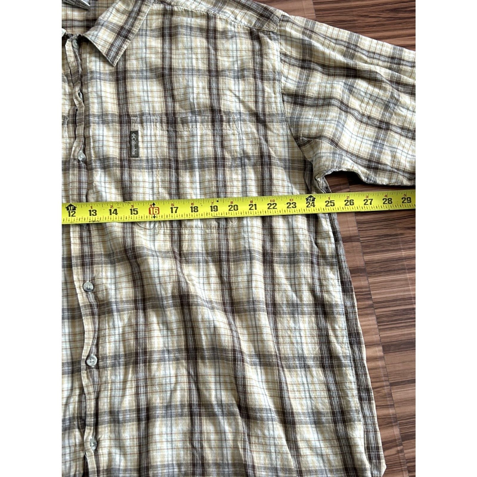 Vintage Columbia Men's 2XL Shirt Short Sleeve Button Plaid Brown Yellow Size US XXL / EU 58 / 5 - 3 Thumbnail