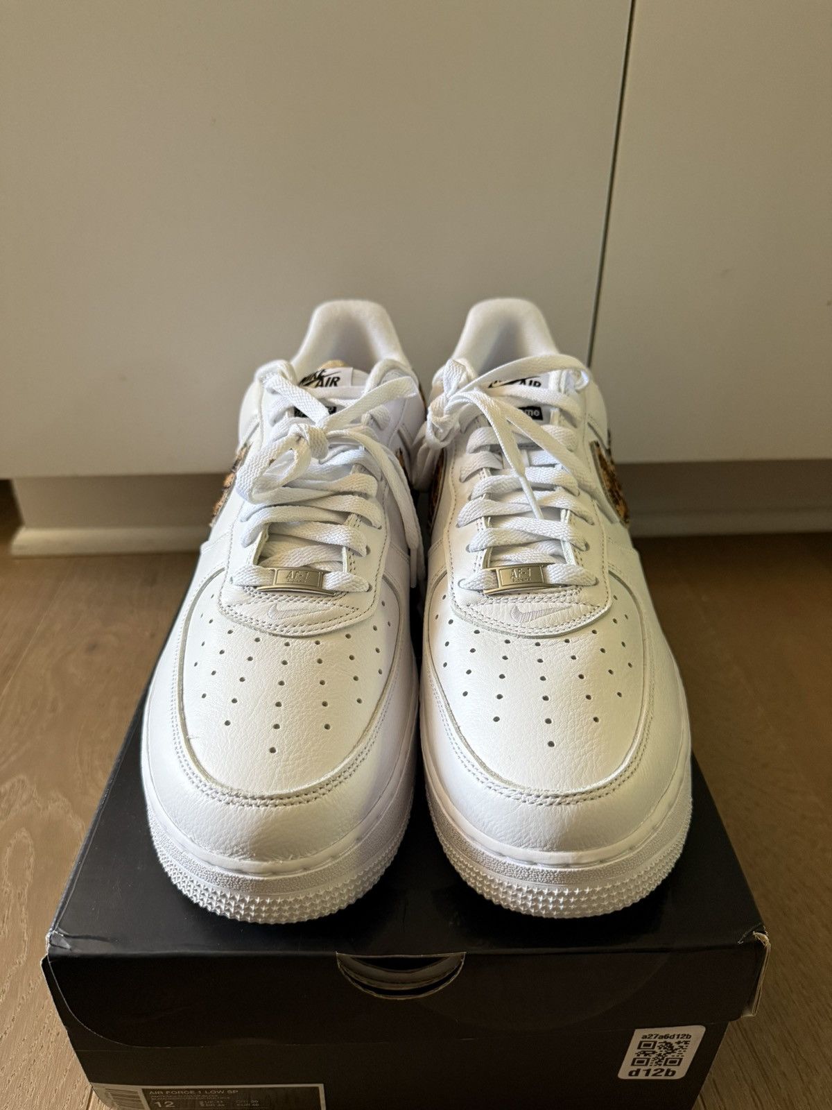 Nike × Supreme Nike Supreme x GOODENOUGH x Air Force 1 White Cheetah Print Size US 12 / EU 45 - 2 Thumbnail