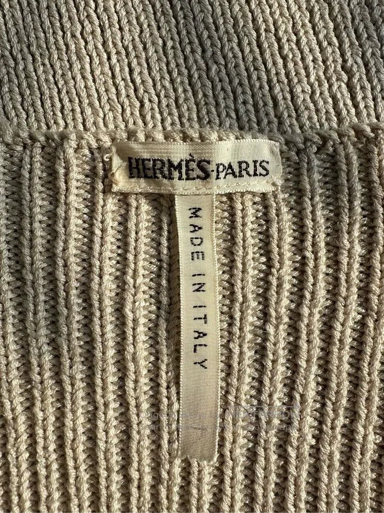 Hermes Hermes Women's Silk Slim Fit Knit Top Beige Gray Size S / US 4 / IT 40 - 8 Thumbnail