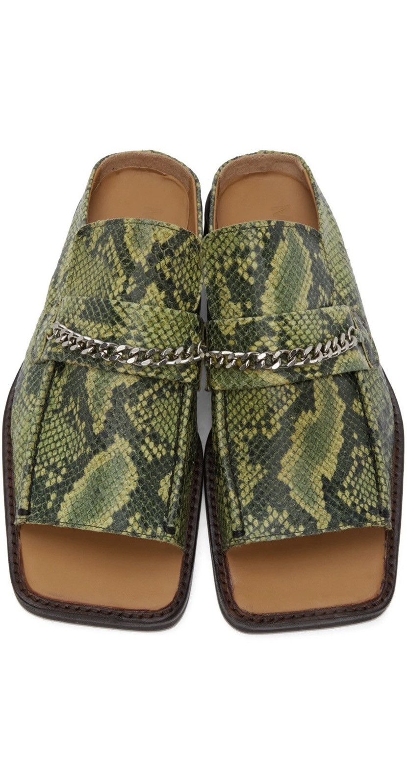 Martine Rose New Rare Open Square Toe Green Snakeskin Slip On Loafer Mule Size US 9 / EU 42 - 8 Thumbnail