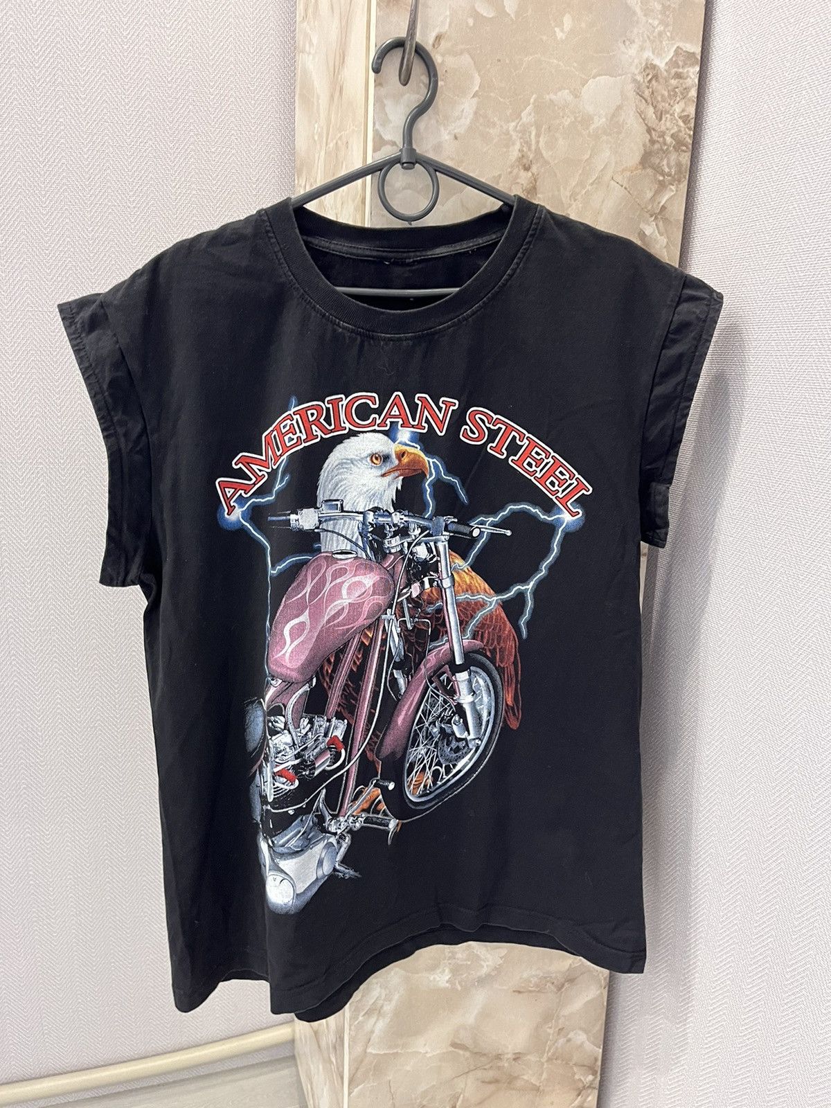 Harley Davidson × Vintage Vintage American Steel T shirt rock style short sleeves Size US L / EU 52-54 / 3 - 1 Thumbnail
