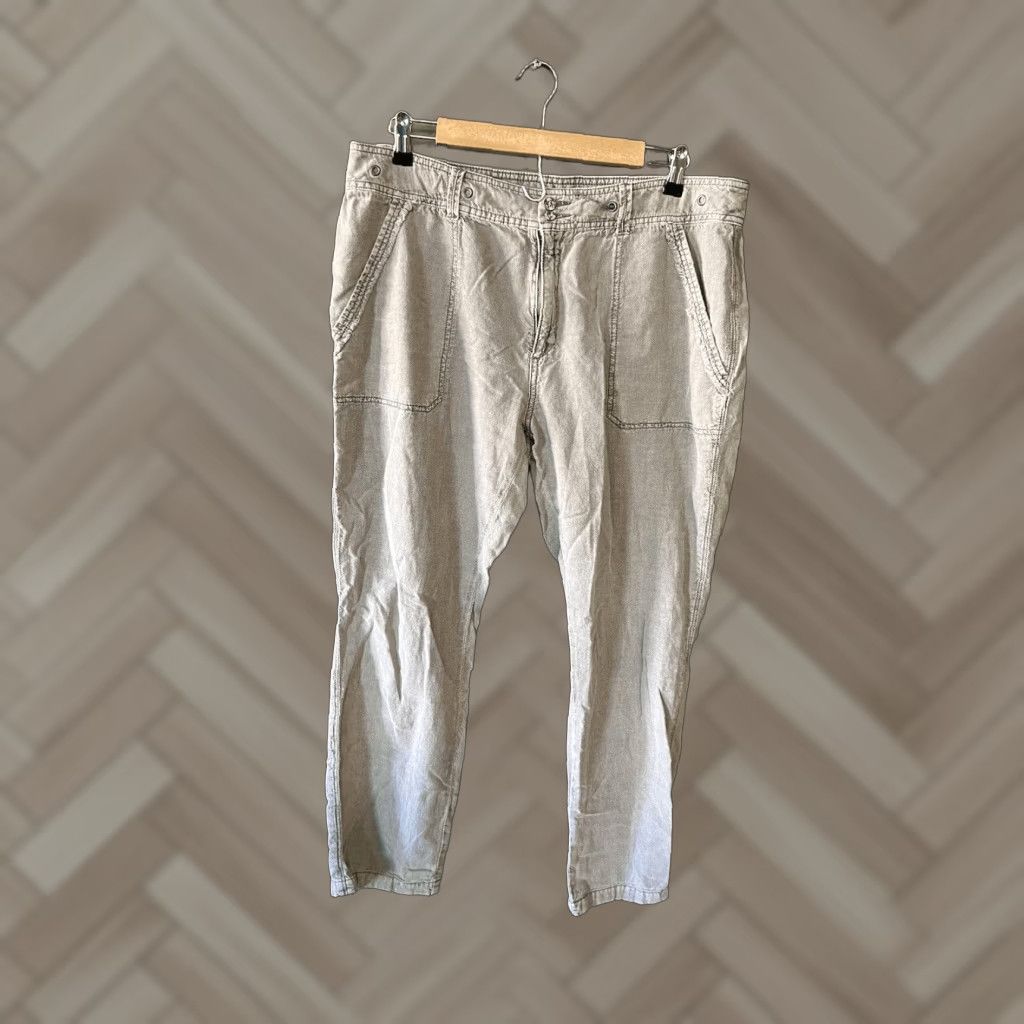 Vintage Sundance Womens Pants Cropped Linen Gray Tapered Size 14 Size 36" / US 14 / IT 50 - 1 Thumbnail