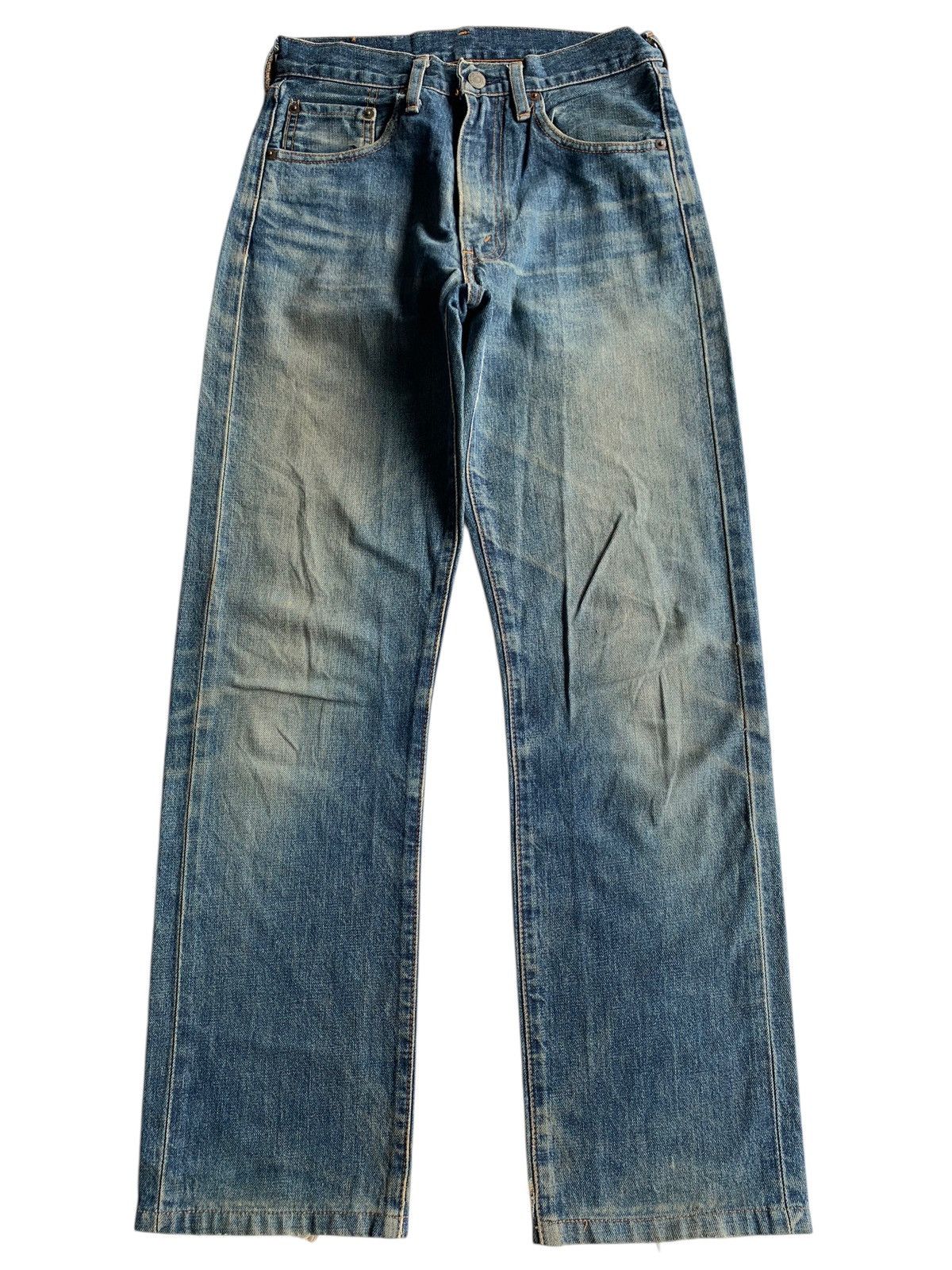 VINTAGE LEVIS BIG E SELVEDGE 502 XX DISTRESSED DENIM