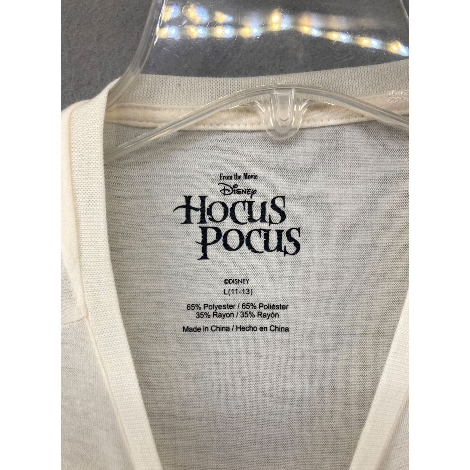 Vintage Hocus Pocus T-Shirt Womens L Beige Halloween Graphic Print Crew Neck Short Sleeve Cap Sleeve Jersey Polyester Blend Vintage: No Size L / US 10 / IT 46 - 5 Thumbnail