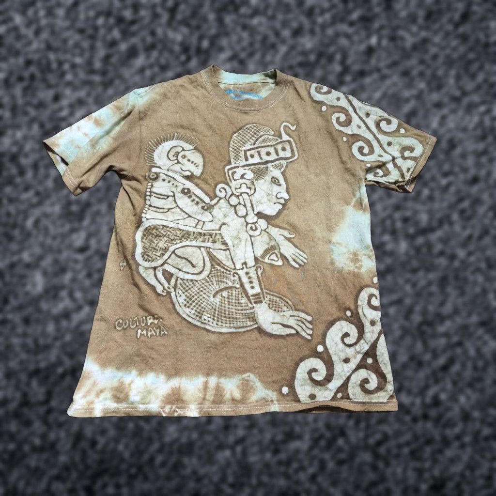 Vintage VINTAGE 90s Mexican Aztec Tribal Cotton Short Sleeve T Shirt Mens Medium Brown Size US M / EU 48-50 / 2 - 1 Thumbnail
