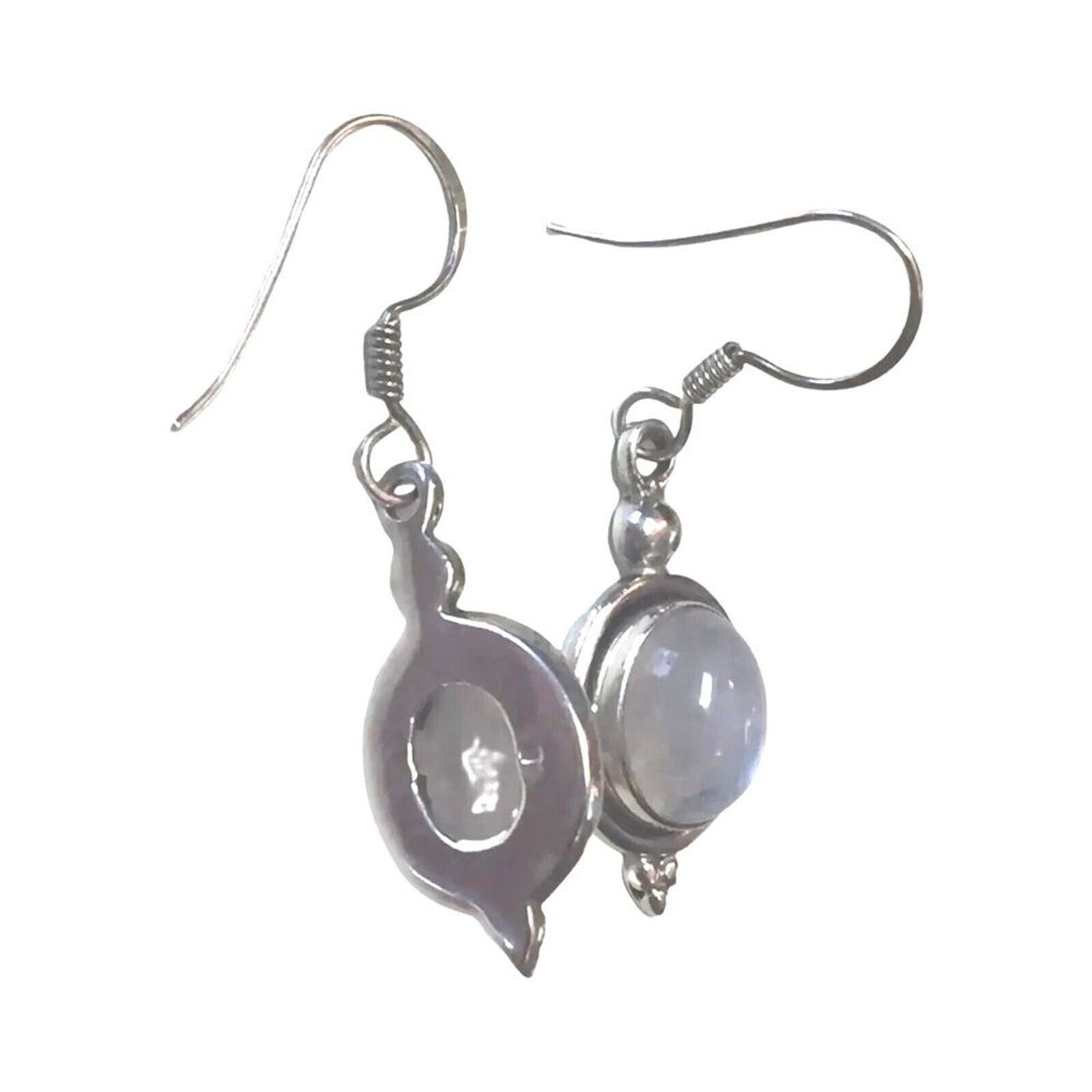 The Unbranded Brand Natural Rainbow Oval Moonstone Sterling Silver 925 Earrings Size ONE SIZE - 4 Thumbnail