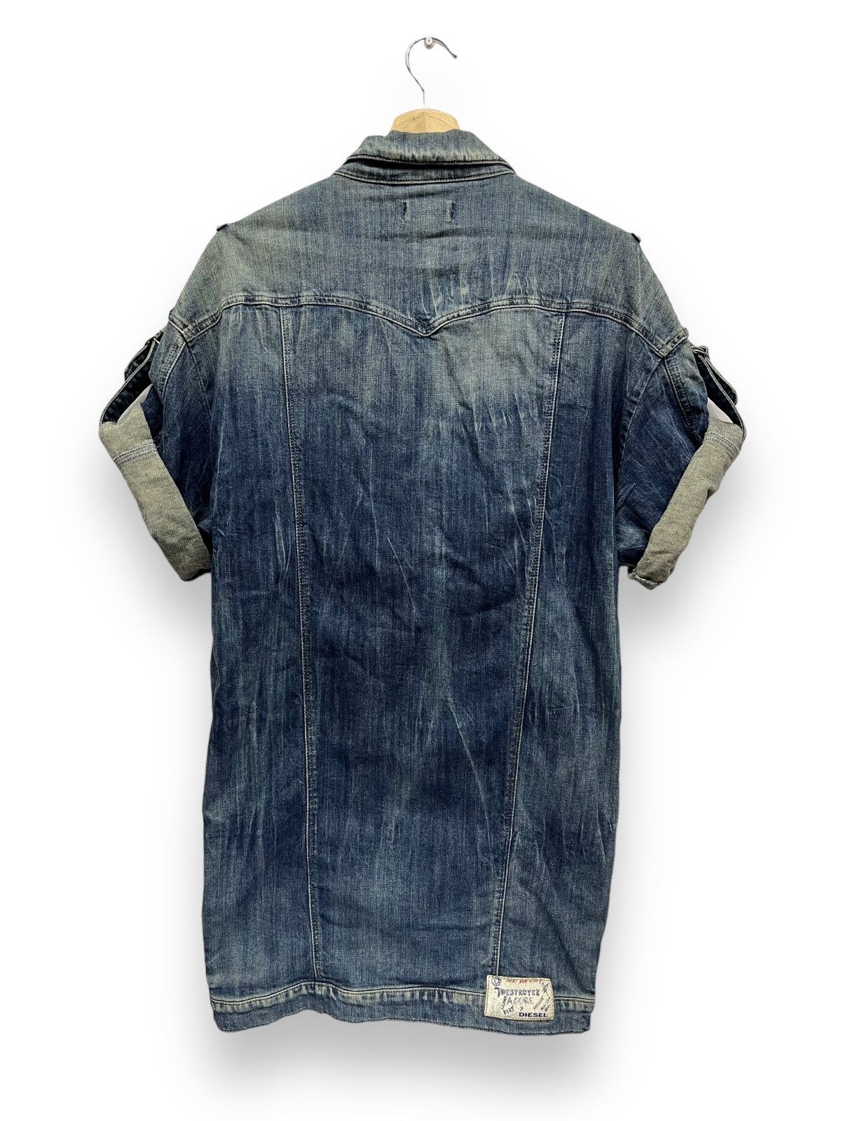 Diesel Vtg DIESEL Long Stretch Denim Shirt Punk Destroyed Design Size S / US 4 / IT 40 - 4 Thumbnail