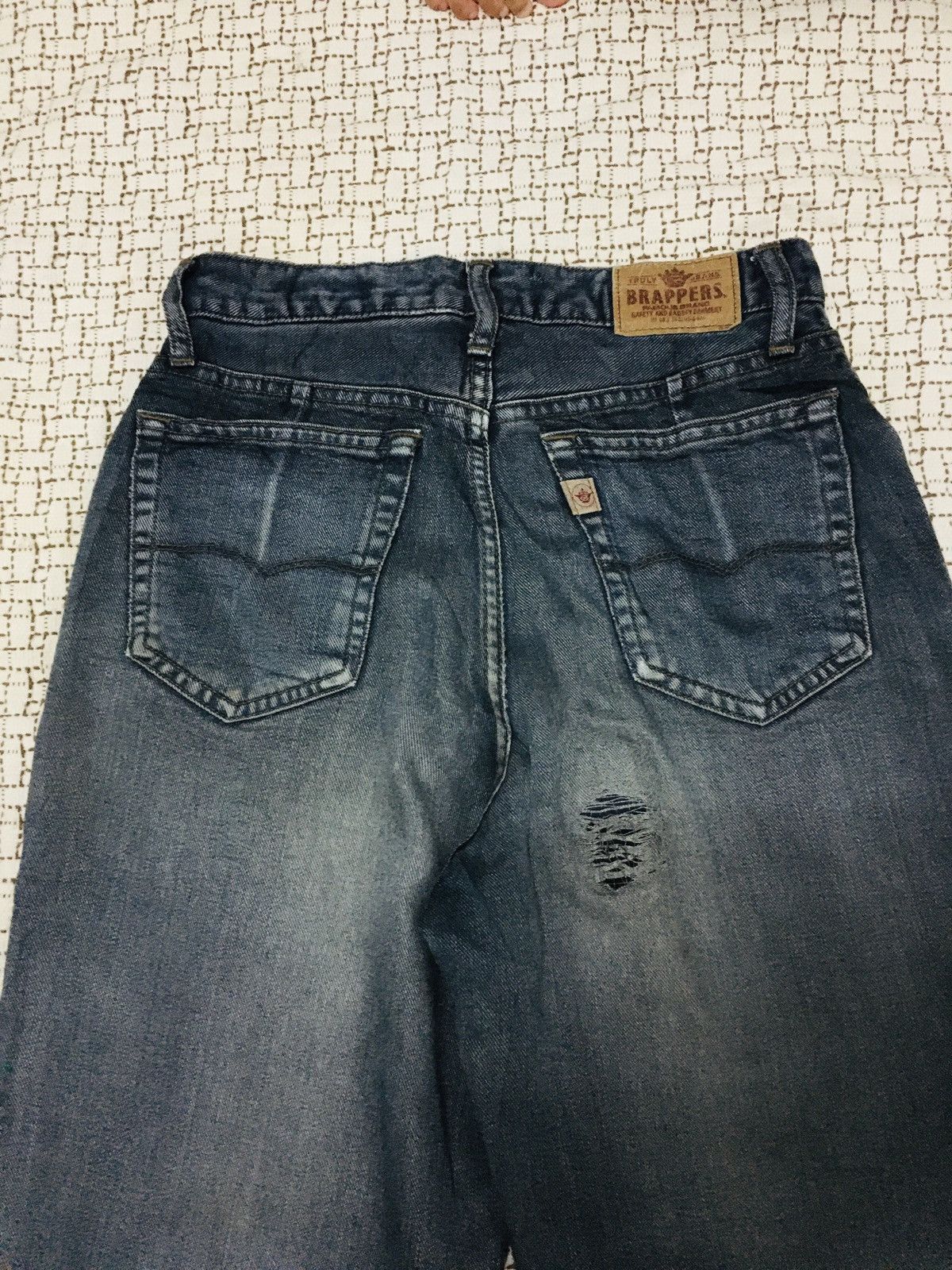 Japanese Brand Brappers Soft Denim Distressed Jeans (17) Size US 27 - 14 Thumbnail