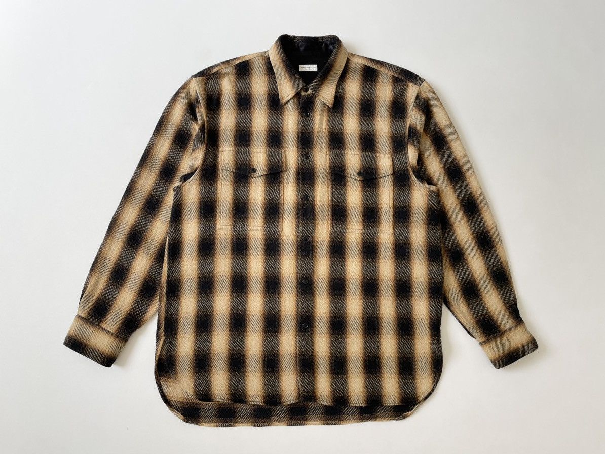 Dries Van Noten Brown Ombre Check Flannel Utility Shirt Size US XL / EU 56 / 4 - 15 Thumbnail