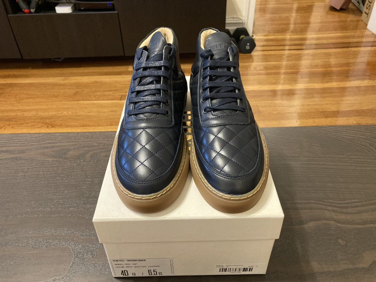 Filling Pieces Filling Pieces x Ronnie Fieg Kith Mid top quilted Navy Blue Size US 7.5 / EU 40-41 - 1 Thumbnail