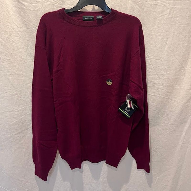Other × Vintage NWT Saddles Sweater Cashmere Mens Crew Neck Burgundy Sz L Size US L / EU 52-54 / 3 - 1 Thumbnail