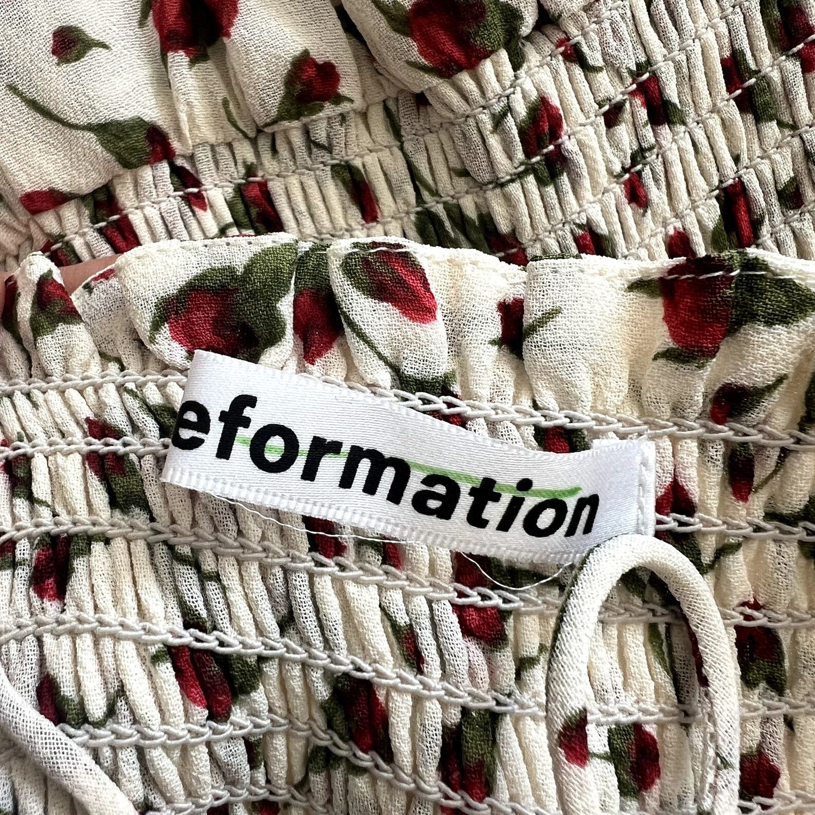 Reformation REFORMATION Sable Shirred white red dress size XS C3 Size XS / US 0-2 / IT 36-38 - 5 Thumbnail