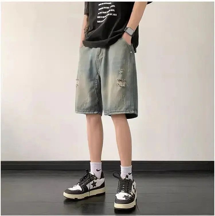 Japanese Brand Retro straight leg distressed jeans Size US 32 / EU 48 - 2 Thumbnail