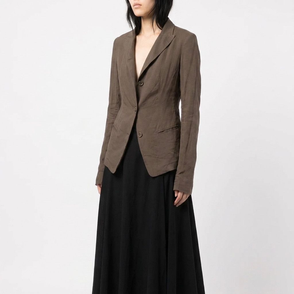 Masnada Brown Tailored Ramie Jacket Deconstructed Design Size S / US 4 / IT 40 - 2 Thumbnail