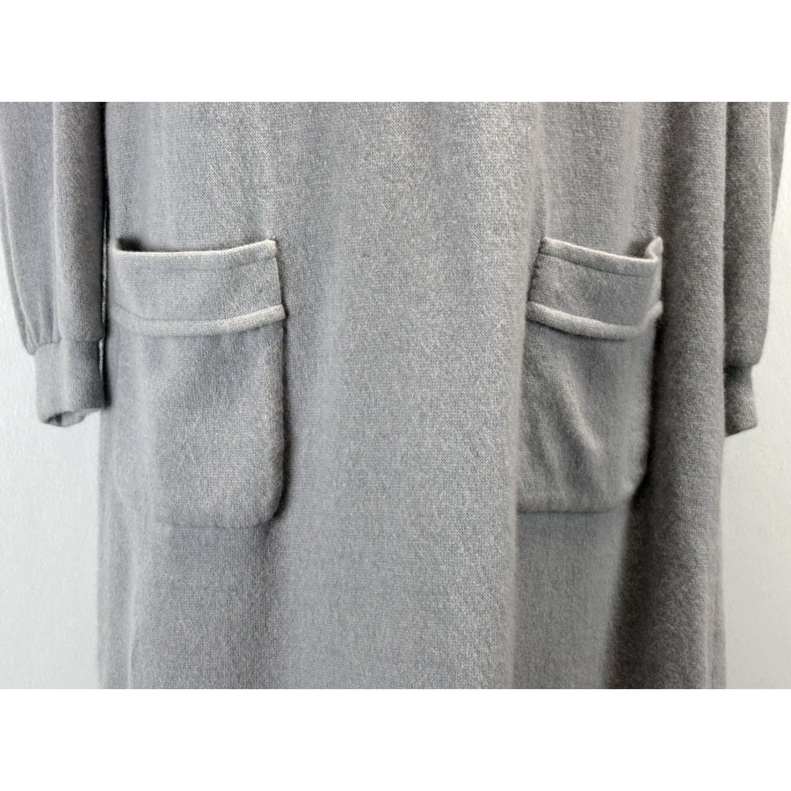 VINTAGE Emilio Pucci Knit Sweater Dress Large 46 US Angora Gray Mock Neck 1970s Mod GoGo Womens L Italy