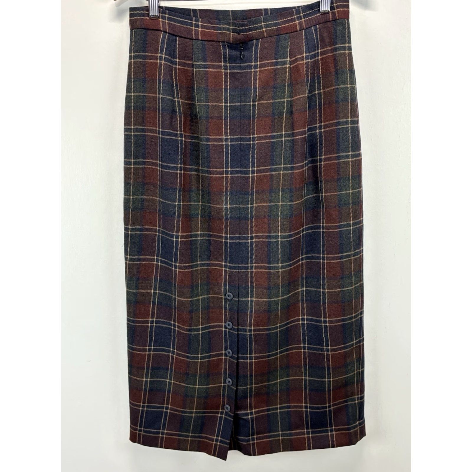 Charter Club VINTAGE Charter Club Wool Maxi Skirt Women’s 14 Plaid Button Up Slit Academia Old Money 90s College Preppy Womens Size 36" / US 14 / IT 50 - 3 Thumbnail
