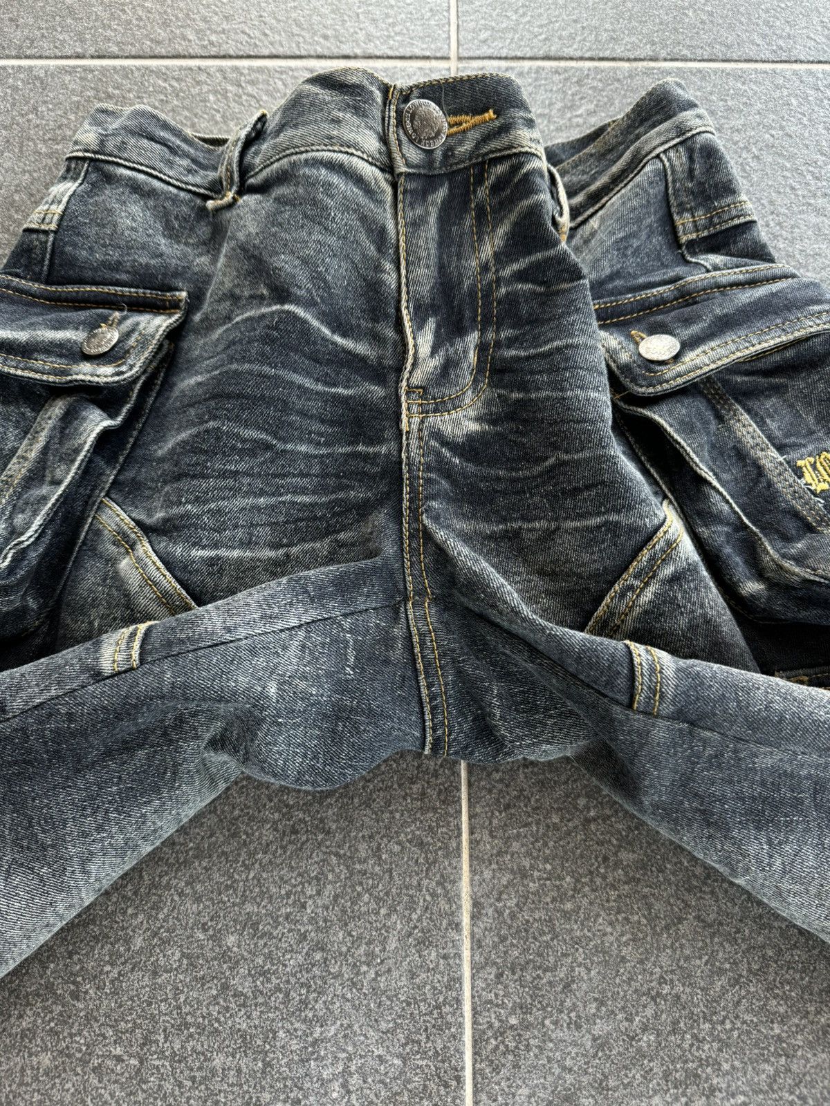 If Six Was Nine Vintage Lowbox Bondage Cargo Flared Denim Jeans Size US 32 / EU 48 - 12 Thumbnail