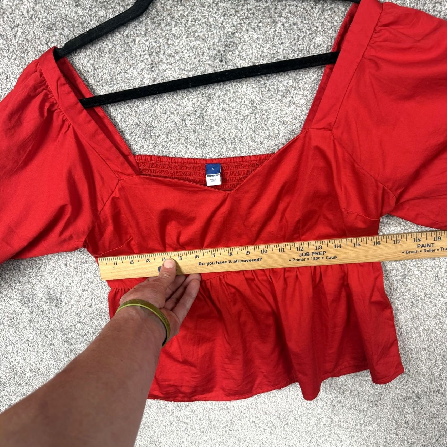Old Navy Old Navy Cropped Blouse L Red Puff Sleeve Square Neck Ruffle Bohemian Peasant Cottagecore Spring Summer Fall Womens Size L / US 10 / IT 46 - 3 Thumbnail
