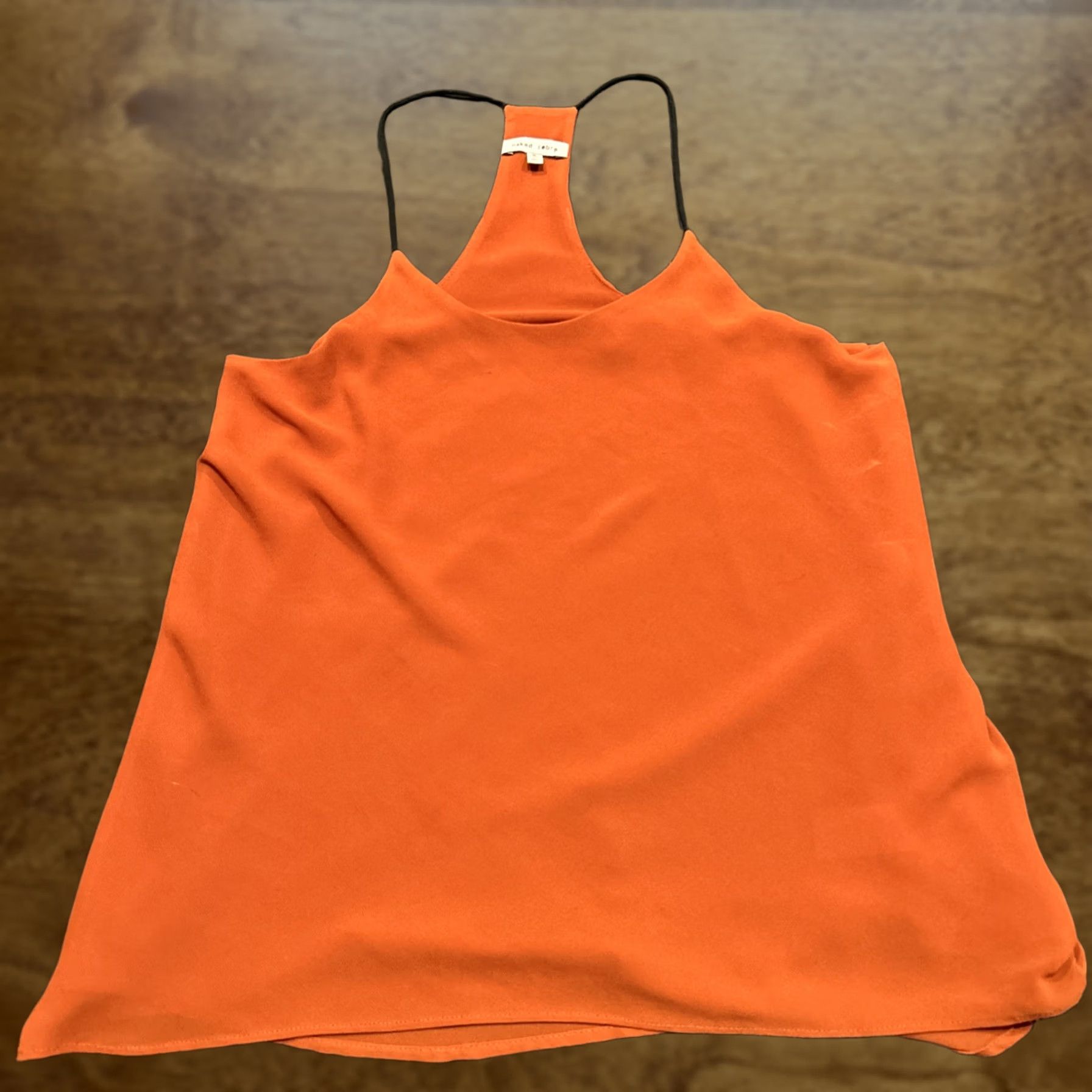 Vintage Naked Zebra Blouse Sleeveless Top S Orange Camisole Strappy Lined Polyester V-Neck Zebra Pattern Women Tank Size S / US 4 / IT 40 - 1 Thumbnail
