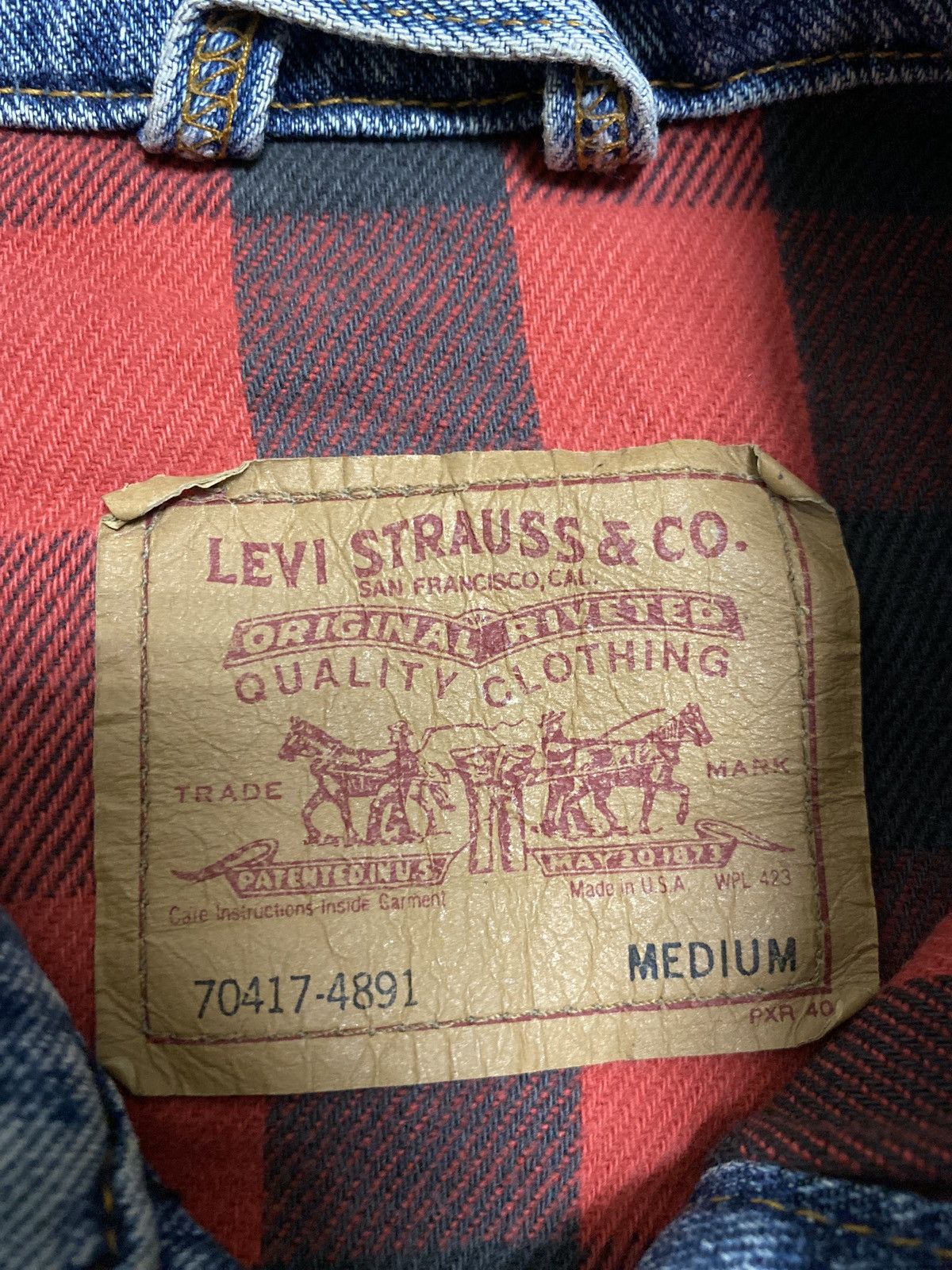 Levi's Vintage Clothing Vintage 90s Levi's Denim Buffalo Check Jacket Size US M / EU 48-50 / 2 - 13 Thumbnail