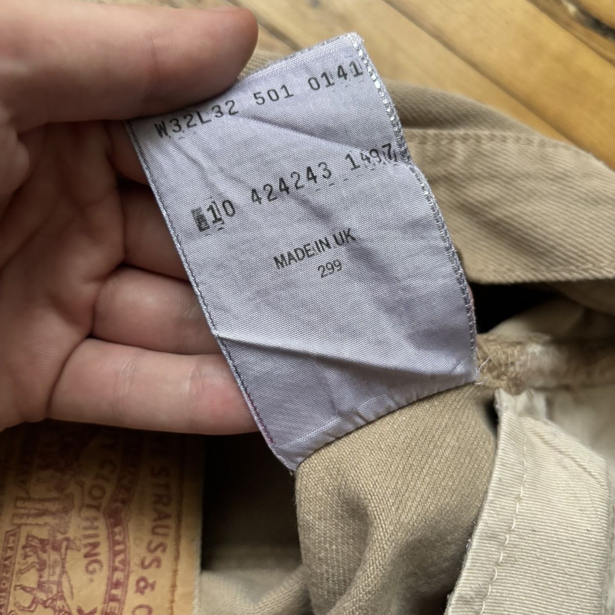 Levi's Vintage Clothing Vintage 80’s Levi’s 501 Jeans Made in UK Beige Denim Rare Ye Size US 32 / EU 48 - 7 Thumbnail