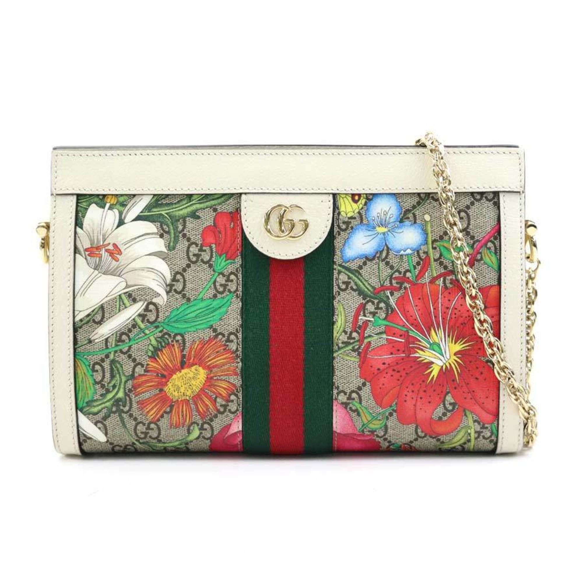 Gucci Shoulder Bag GG Supreme Flora Leather Multicolor Gold Women's 503877 W1041A