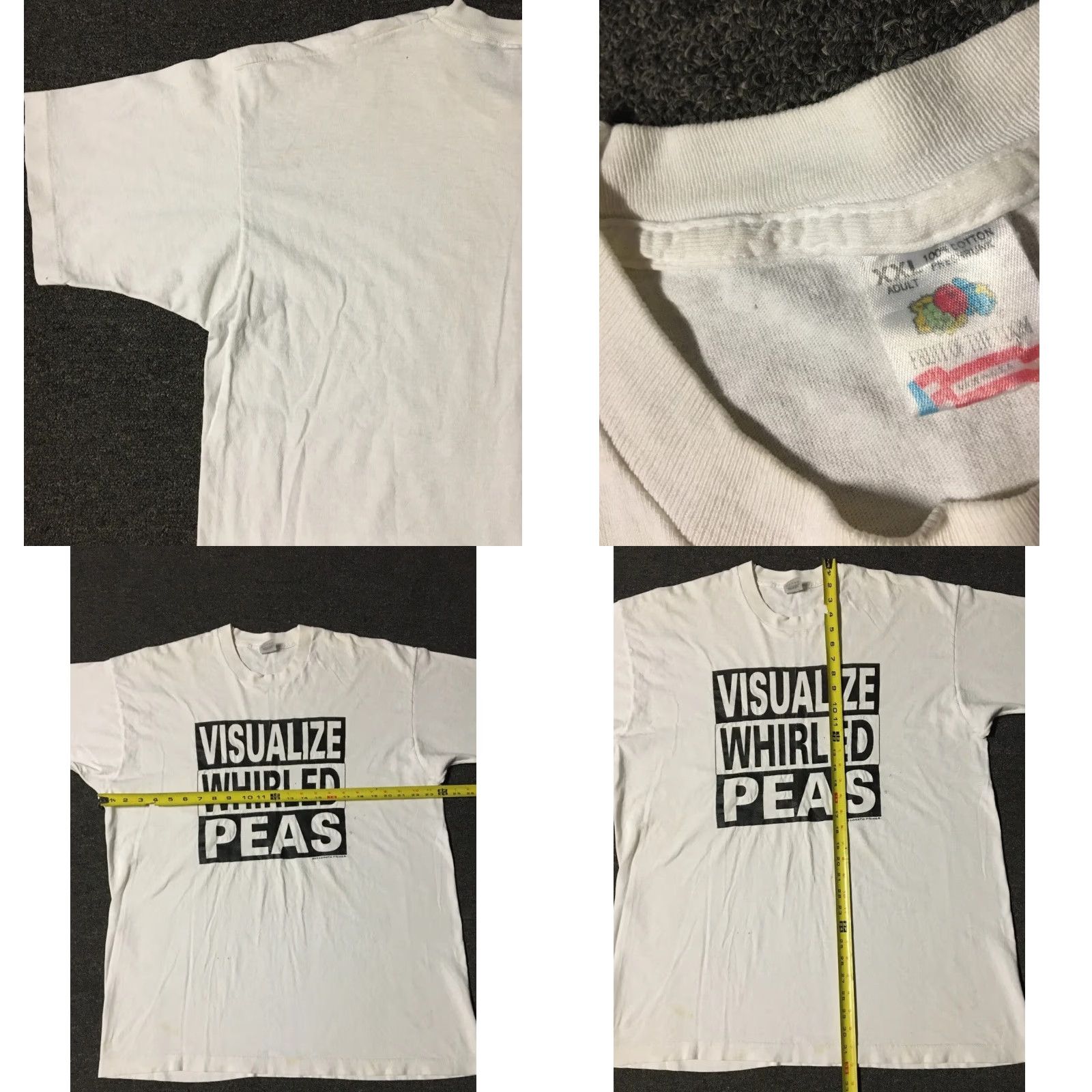 Vintage VINTAGE 90s Visualize Whirled Peas World Peace Faded Shirt 2XL White Men T-Shirt Grunge Humor Size US XXL / EU 58 / 5 - 9 Thumbnail