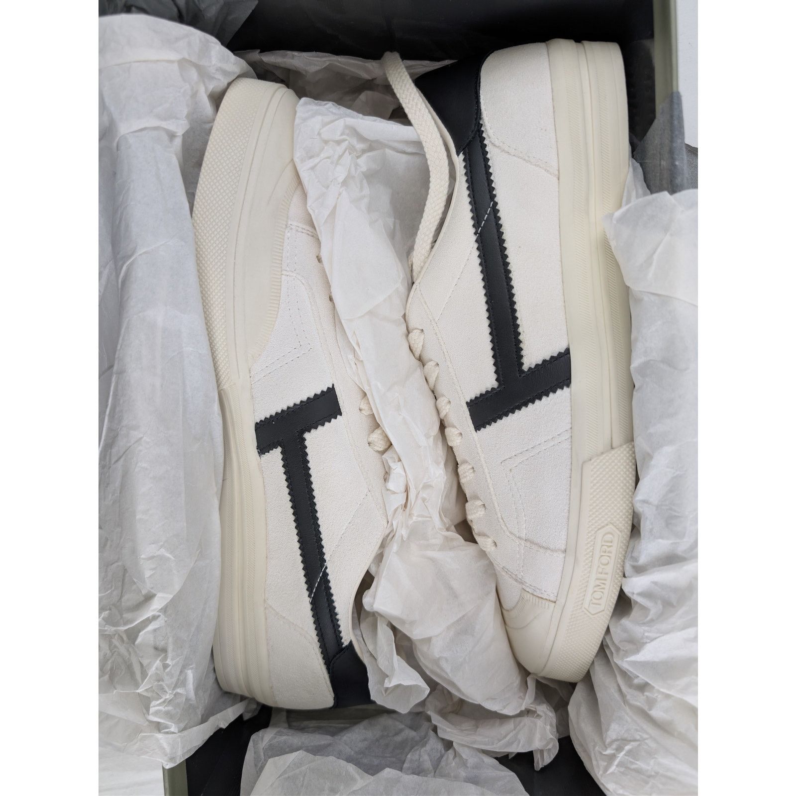 Tom Ford o1rshd1 Jarvis leather low-top sneakers in white/black Size US 8 / EU 41 - 19 Thumbnail