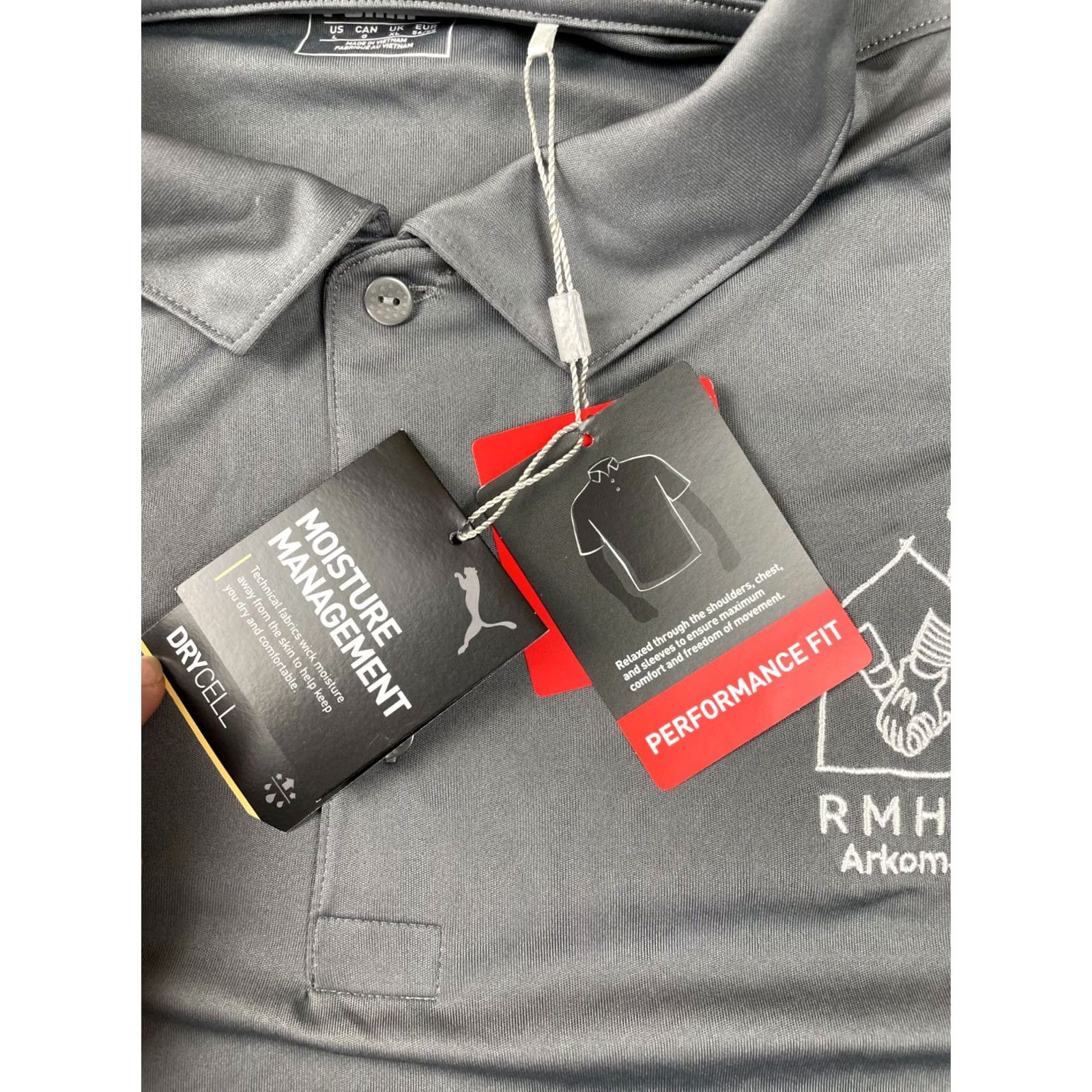 Puma PUMA Golf Polo Shirt Mens L Gray Drycell Relaxed Performance Fit Shirt Short Sleeve Polo Logo Blend Fabric Sports So​lid Color-Gray Size US L / EU 52-54 / 3 - 6 Thumbnail