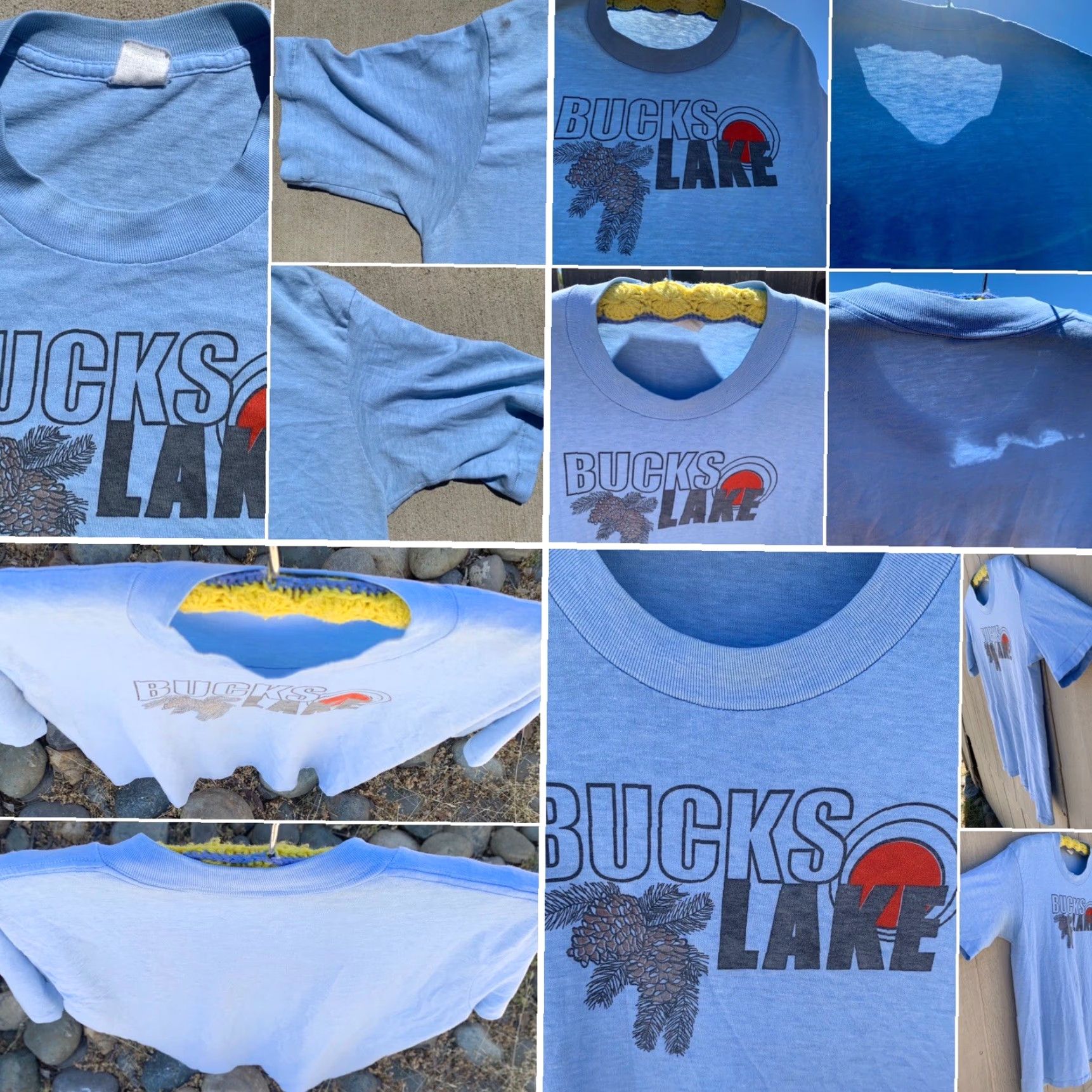 Velva Sheen VINTAGE Velva Sheen Bucks Lake T-Shirt Short Sleeve Unisex Adult L blue 1980s Graphic Tee Sportswear/Beach Mens Size US L / EU 52-54 / 3 - 4 Thumbnail