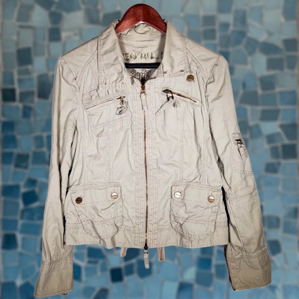 Karen Millen Karen Millen Utility Jacket Women's Size 10 Beige Cotton Twill Full Zip Biege Size L / US 10 / IT 46 - 1 Thumbnail