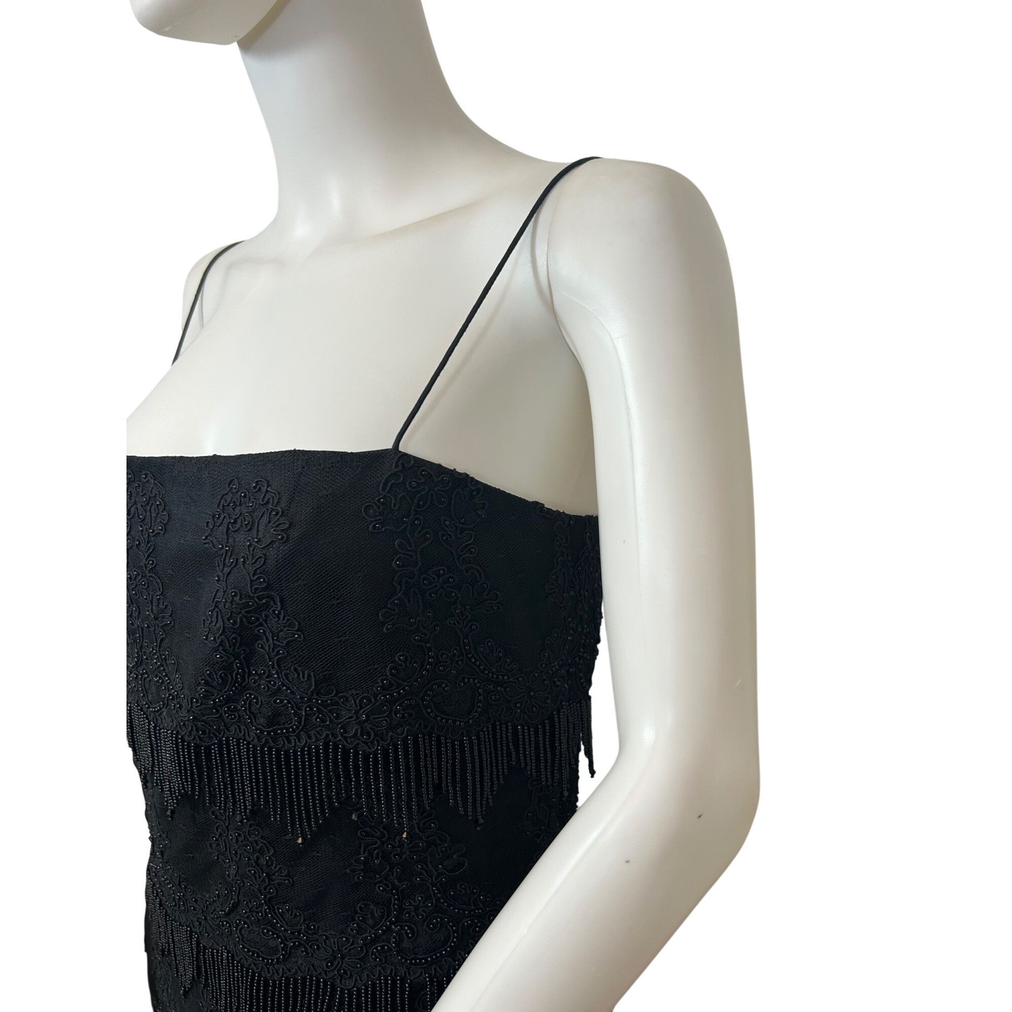 Other Carmen Marc Valvo Black Dress 8 Sheath Flapper Style Tiered Size M / US 6-8 / IT 42-44 - 16 Thumbnail