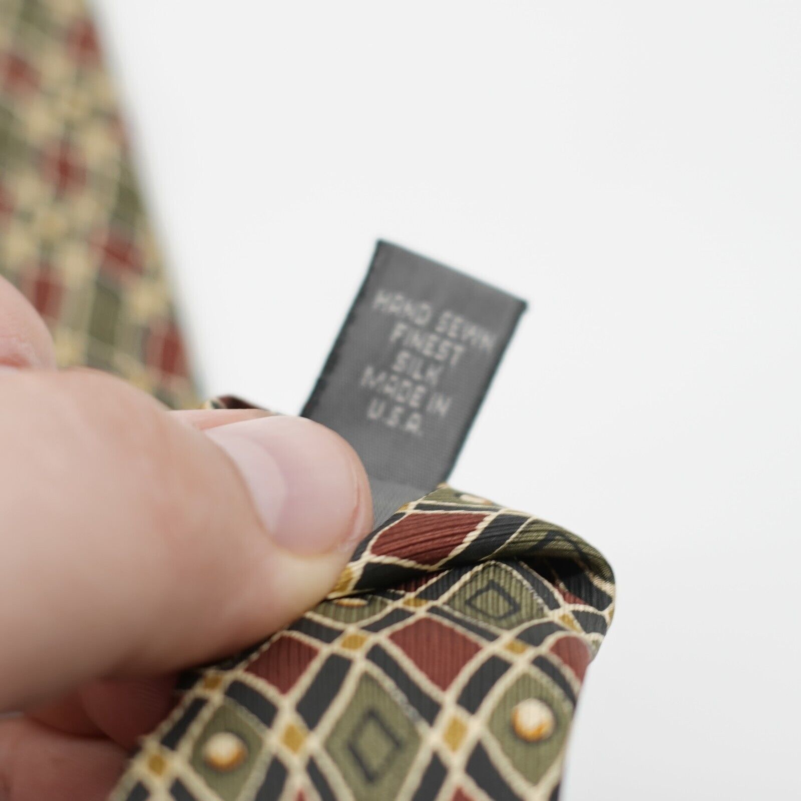 Robert Talbott Robert Talbott Reddish Brown Green Geometric Print Wide Silk Size ONE SIZE - 5 Thumbnail