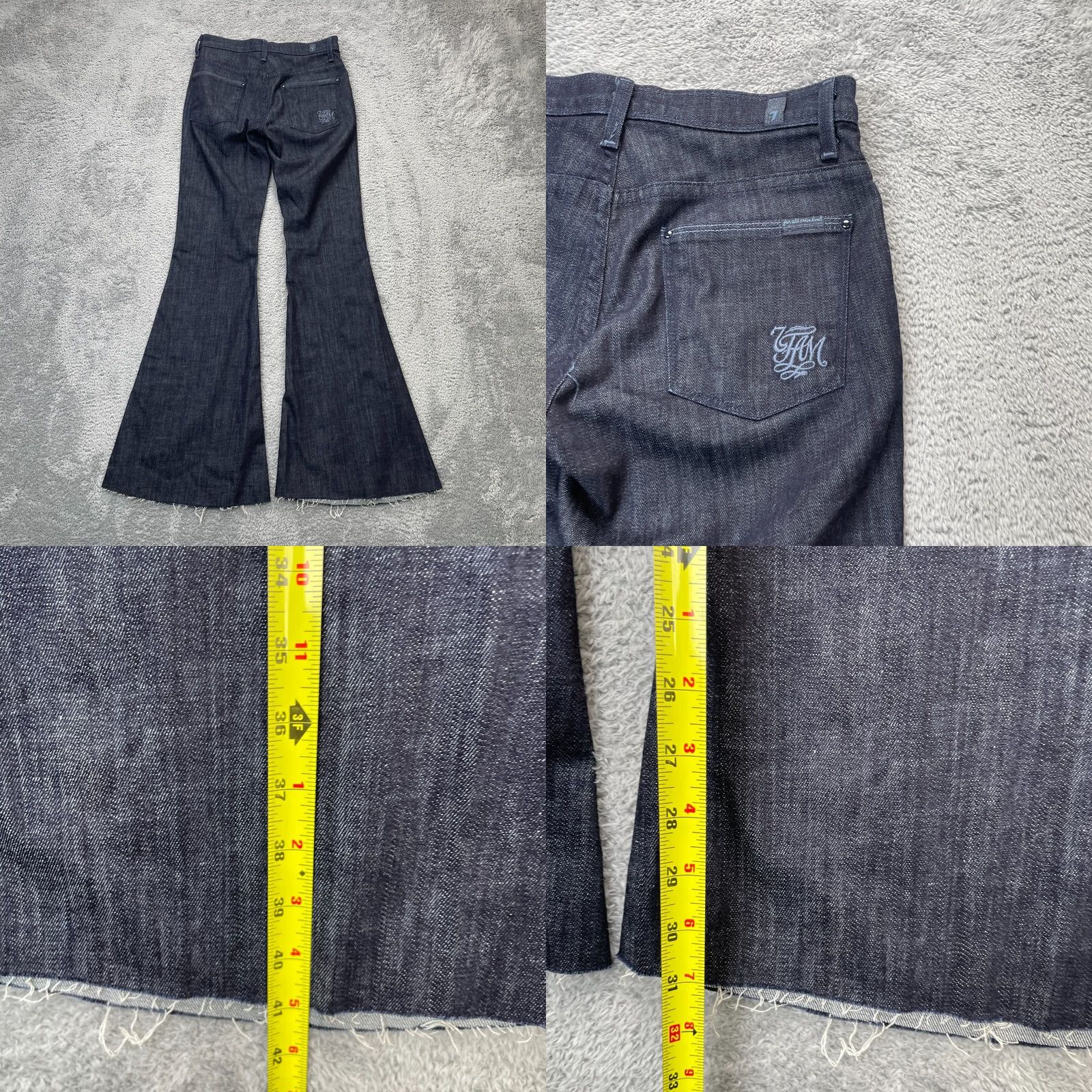 7 For All Mankind 7 For All Mankind Jeans Womens 25 Blue Bell Bottom Flared Leg Denim Frayed Hem Size 42" / US 20 - 8 Thumbnail