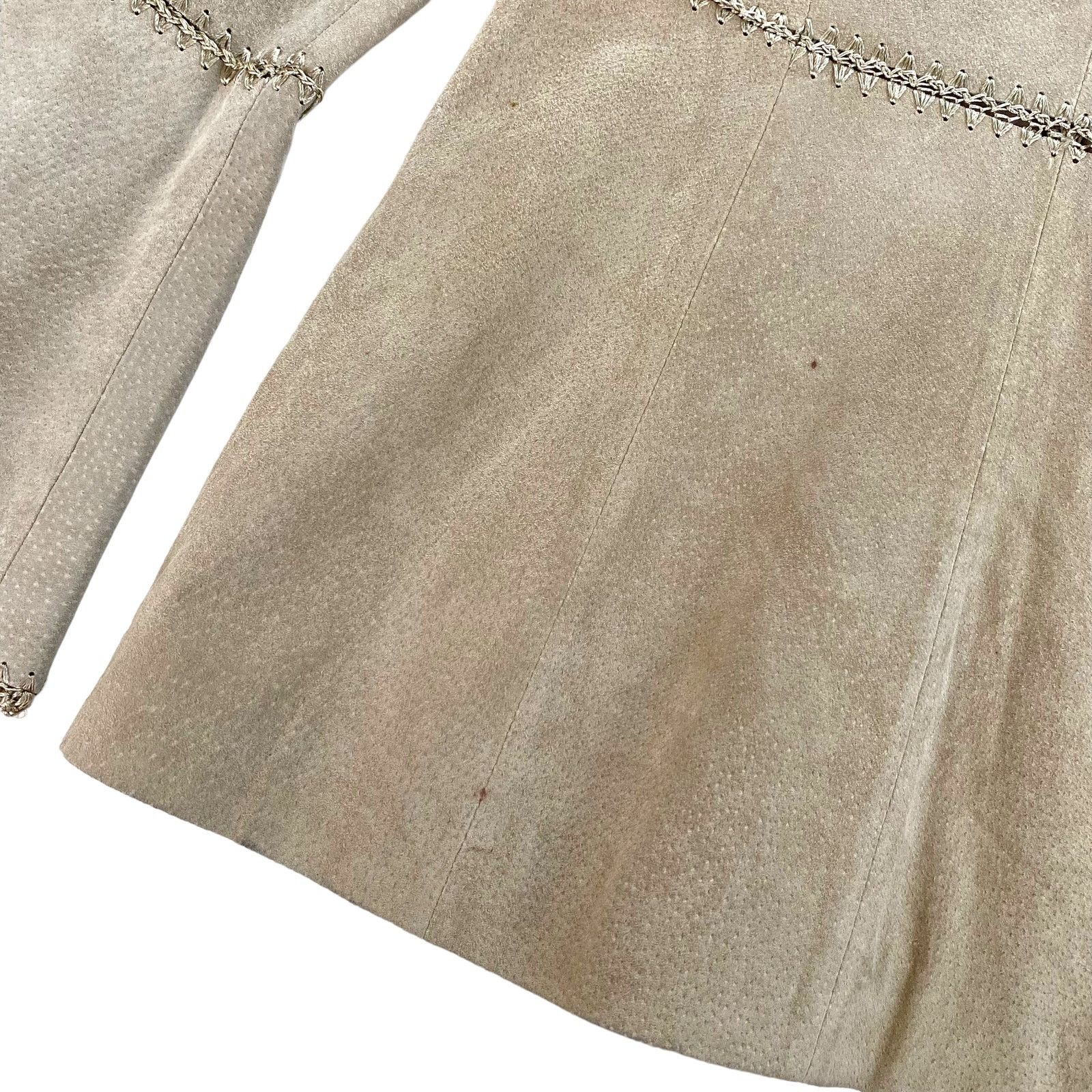 Other × Vintage Elspeth Gibson Y2K Vintage Beige Bell Sleeve Leather Jacket Size S / US 4 / IT 40 - 5 Thumbnail