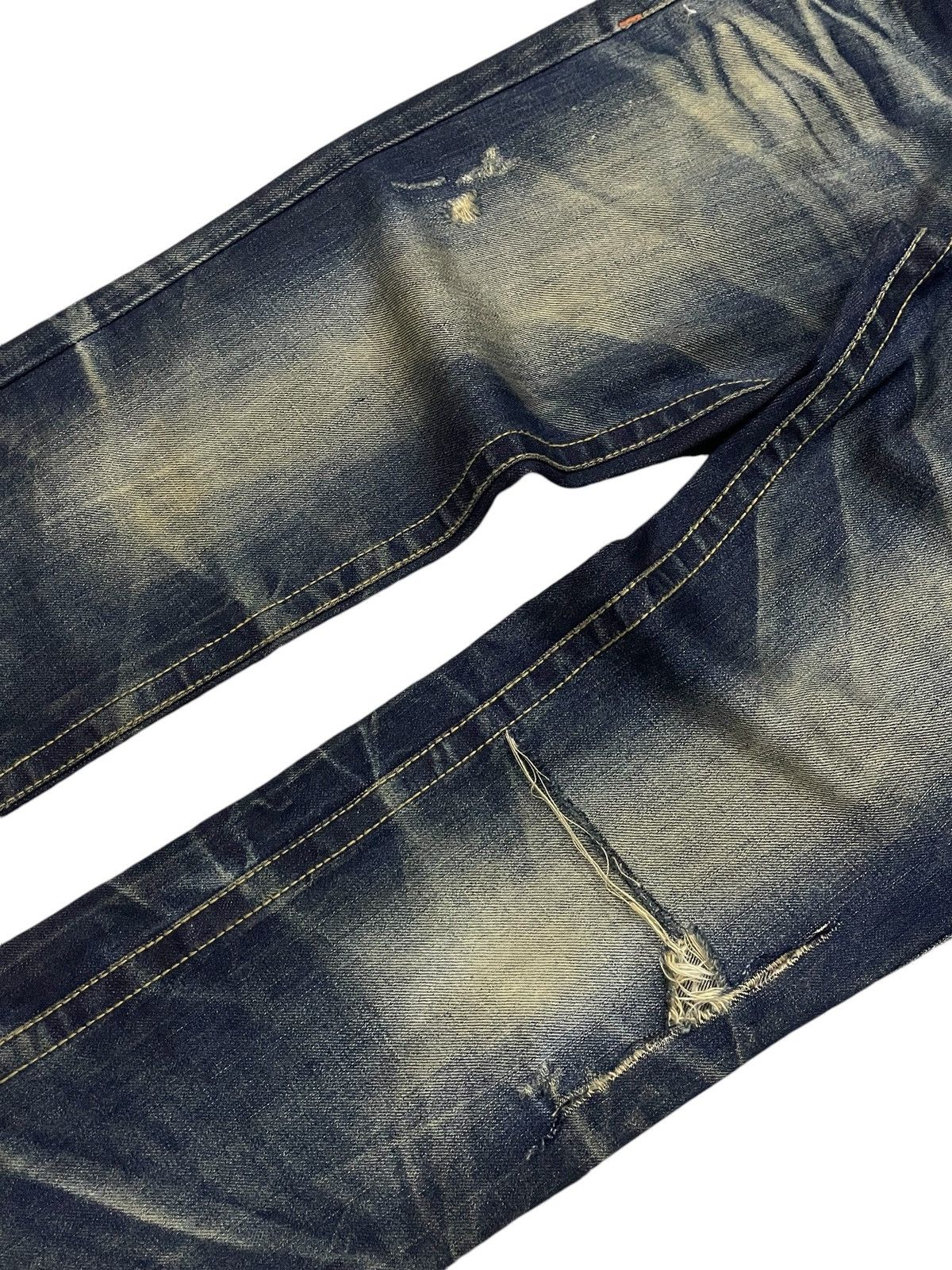 GOSTAR DE FUGA × Hysteric Glamour × Tornado Mart Lolita Japan Claw Mark Honeycomb Mud Wash Jeans Size US 30 / EU 46 - 4 Thumbnail