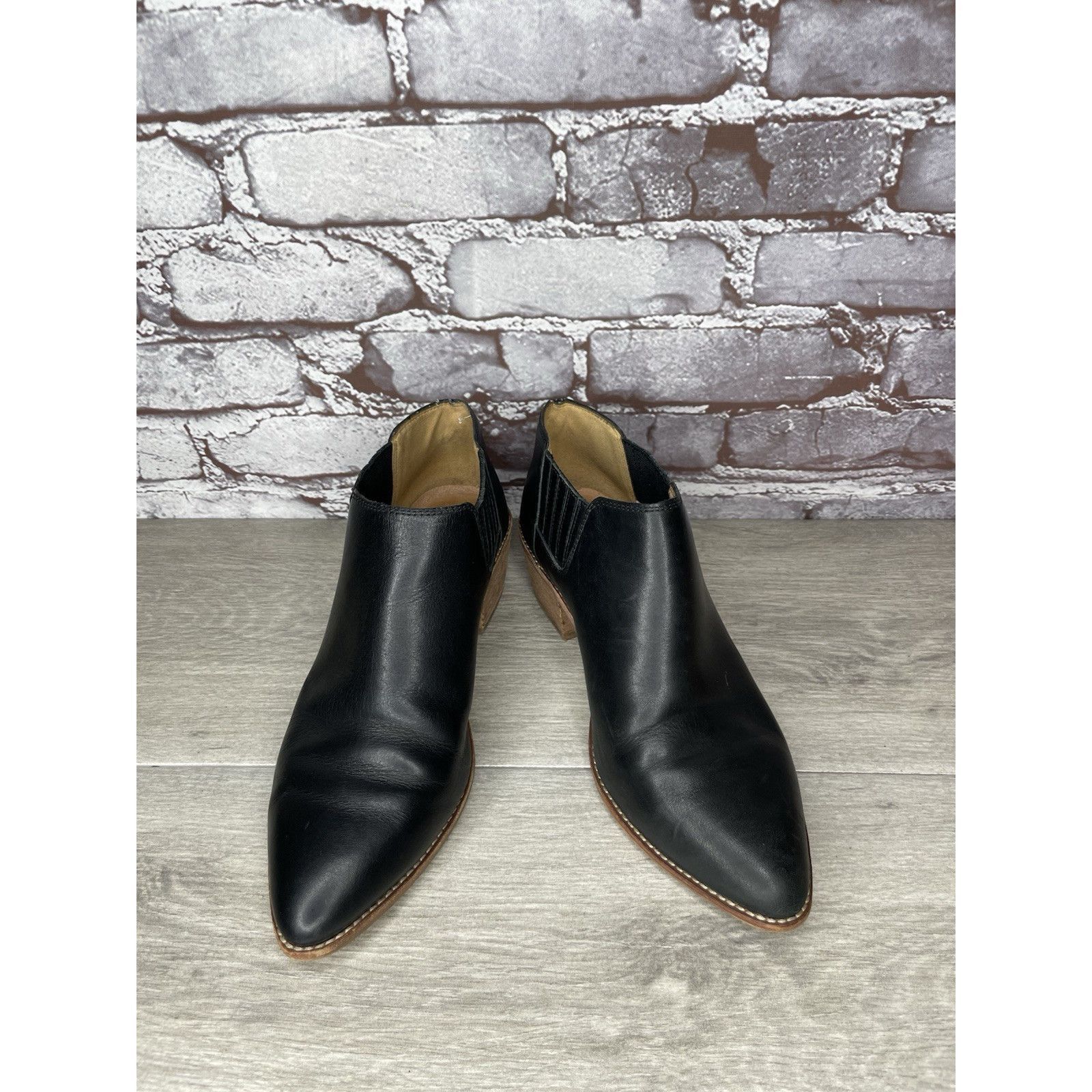 Madewell Madewell The Myles Black Leather Ankle Booties Heeled Boots Size US 8 / IT 38 - 2 Thumbnail