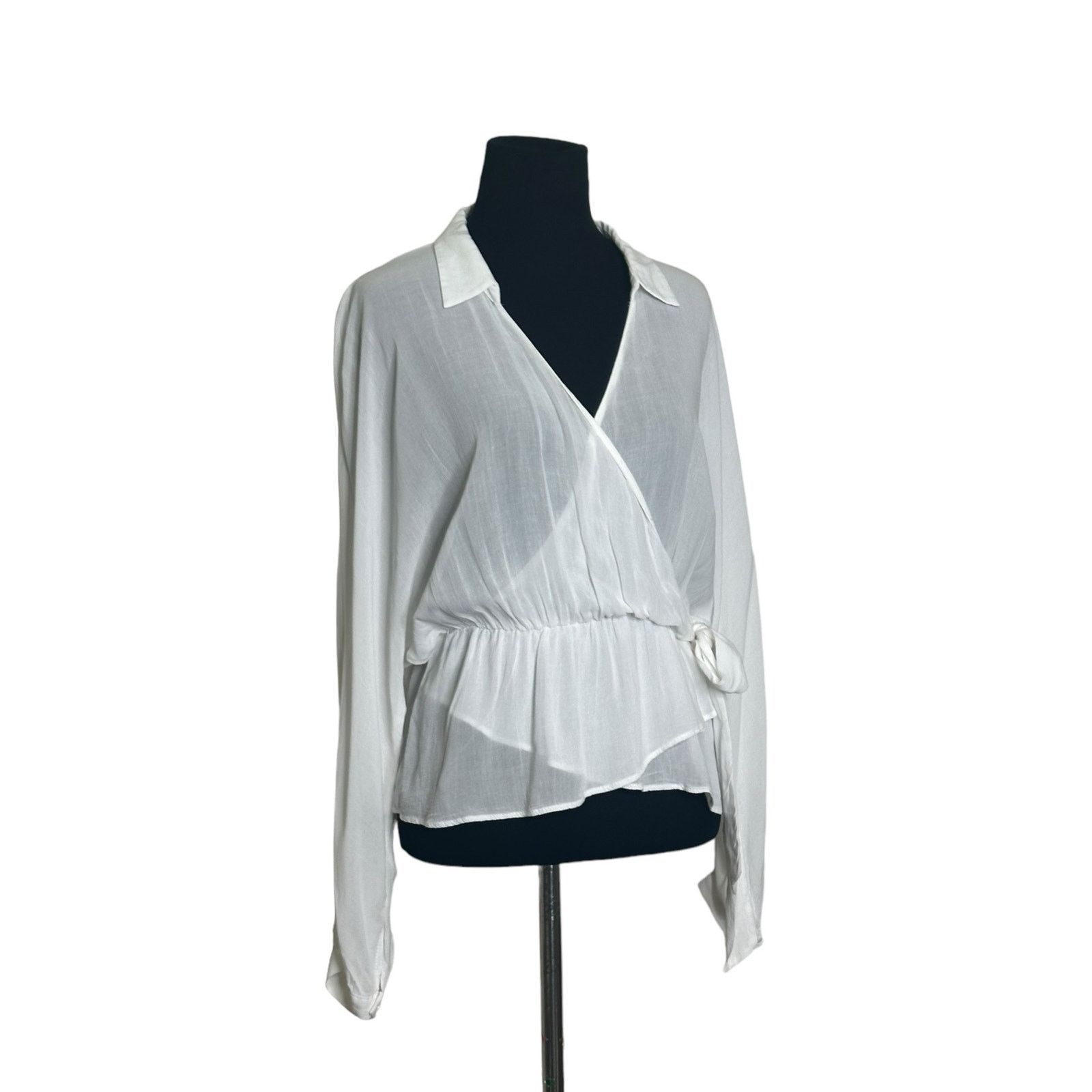 Zara Zara white sheer long sleeves peplum blouse size small Size S / US 4 / IT 40 - 12 Thumbnail