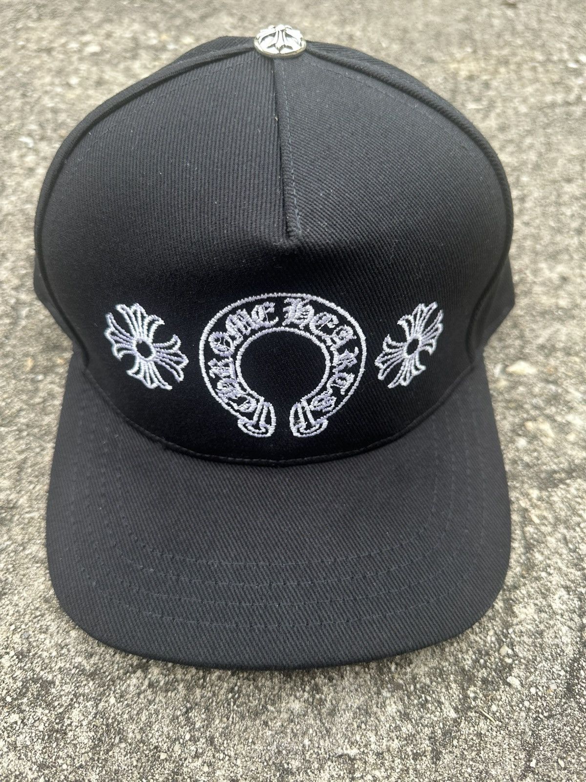 Chrome Hearts Dagger Embroidered Silver Button Denim Cap